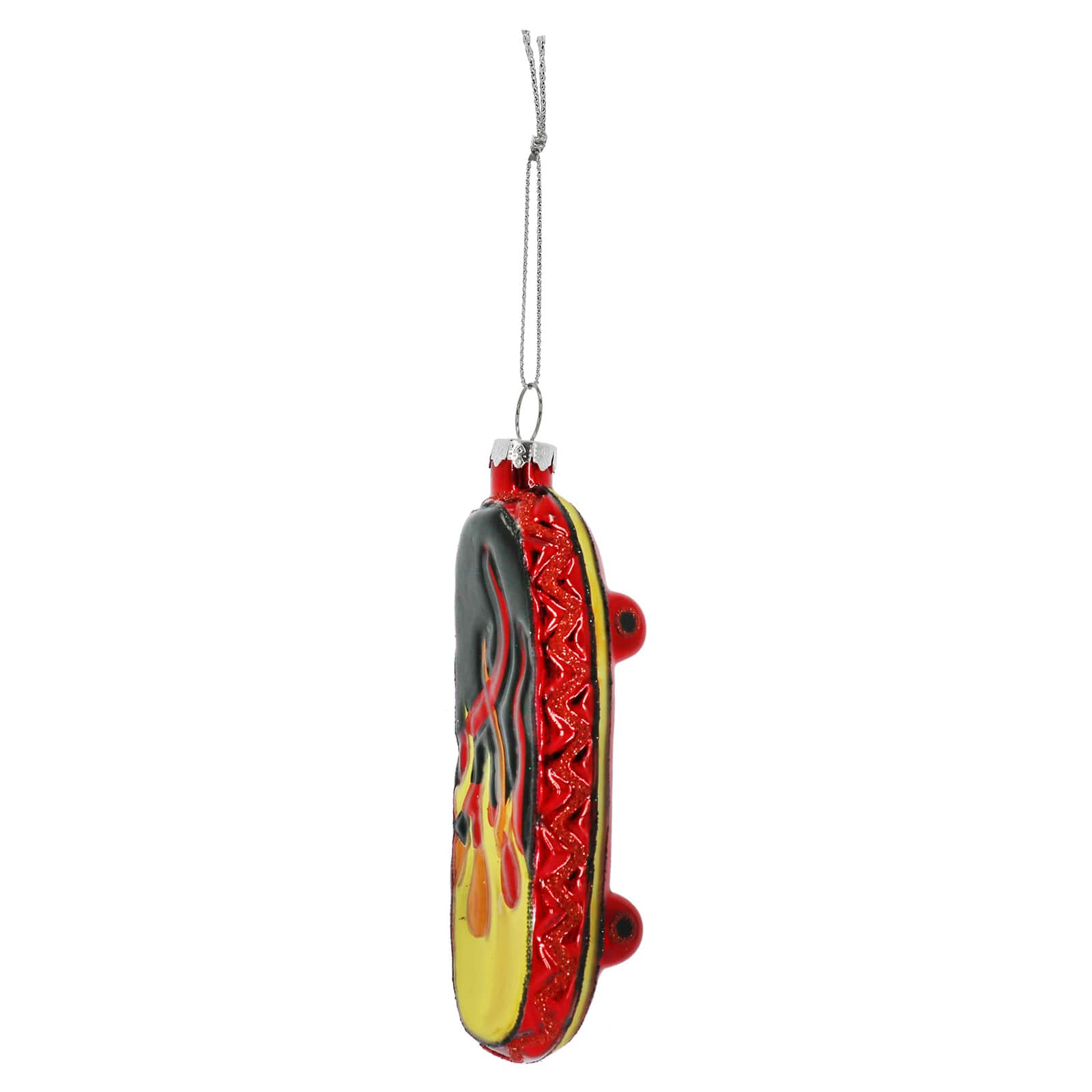 4.75&#x22; Red, Yellow &#x26; Black Flames Glass Skateboard Ornament by Ashland&#xAE;