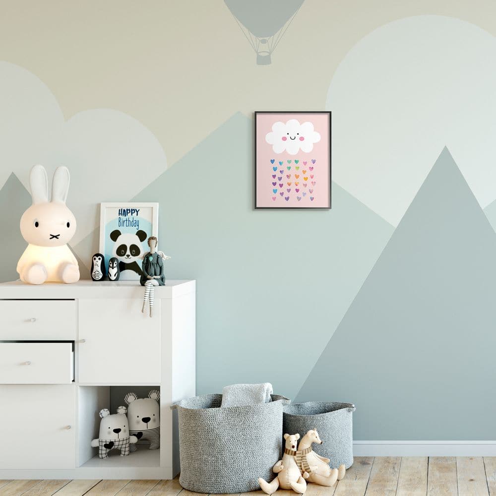 Stupell Industries Raining Rainbow Hearts with Happy Cloud Framed Wall Art