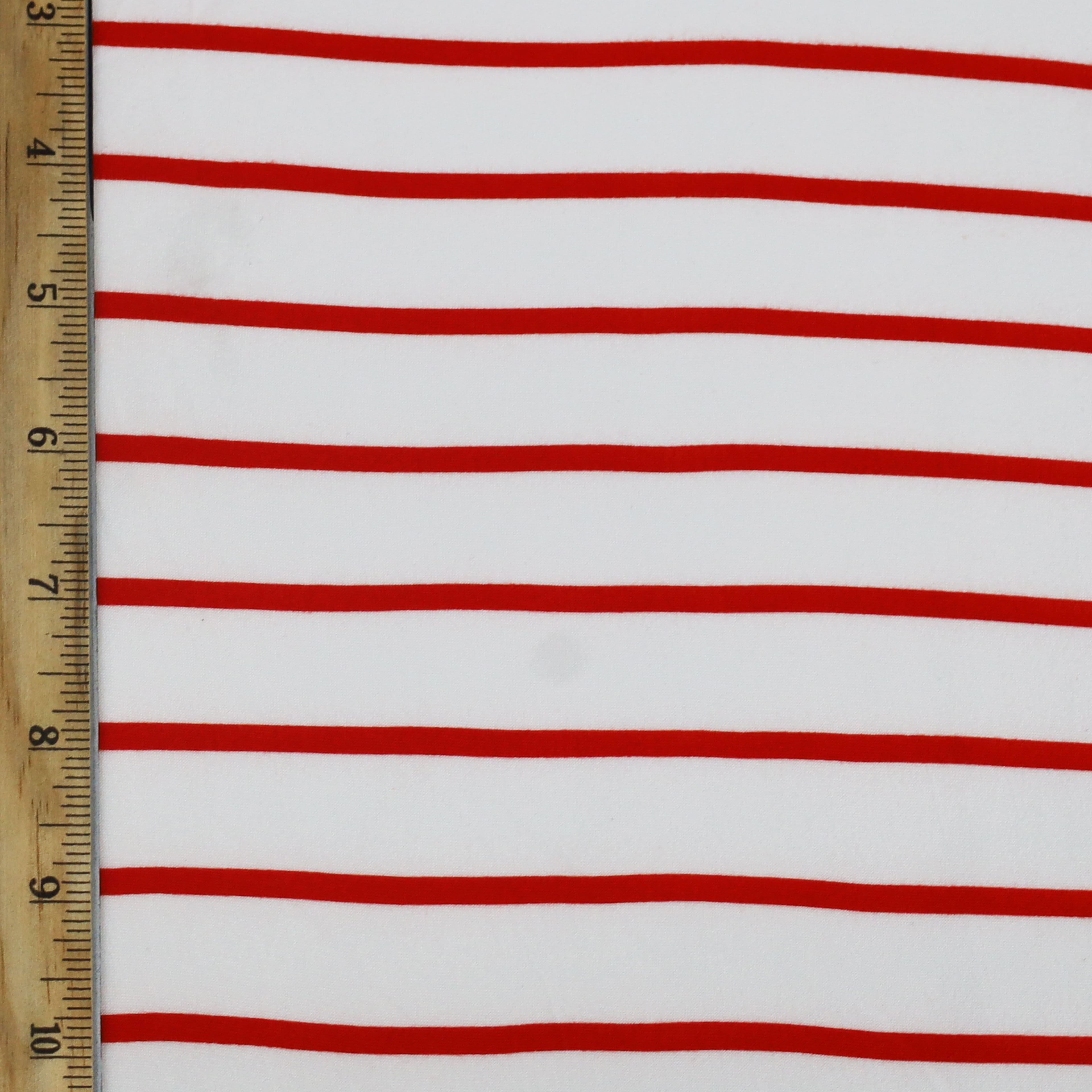 Fabric Merchants Red & White Stripes Double Brushed 4-Way Stretch Fabric