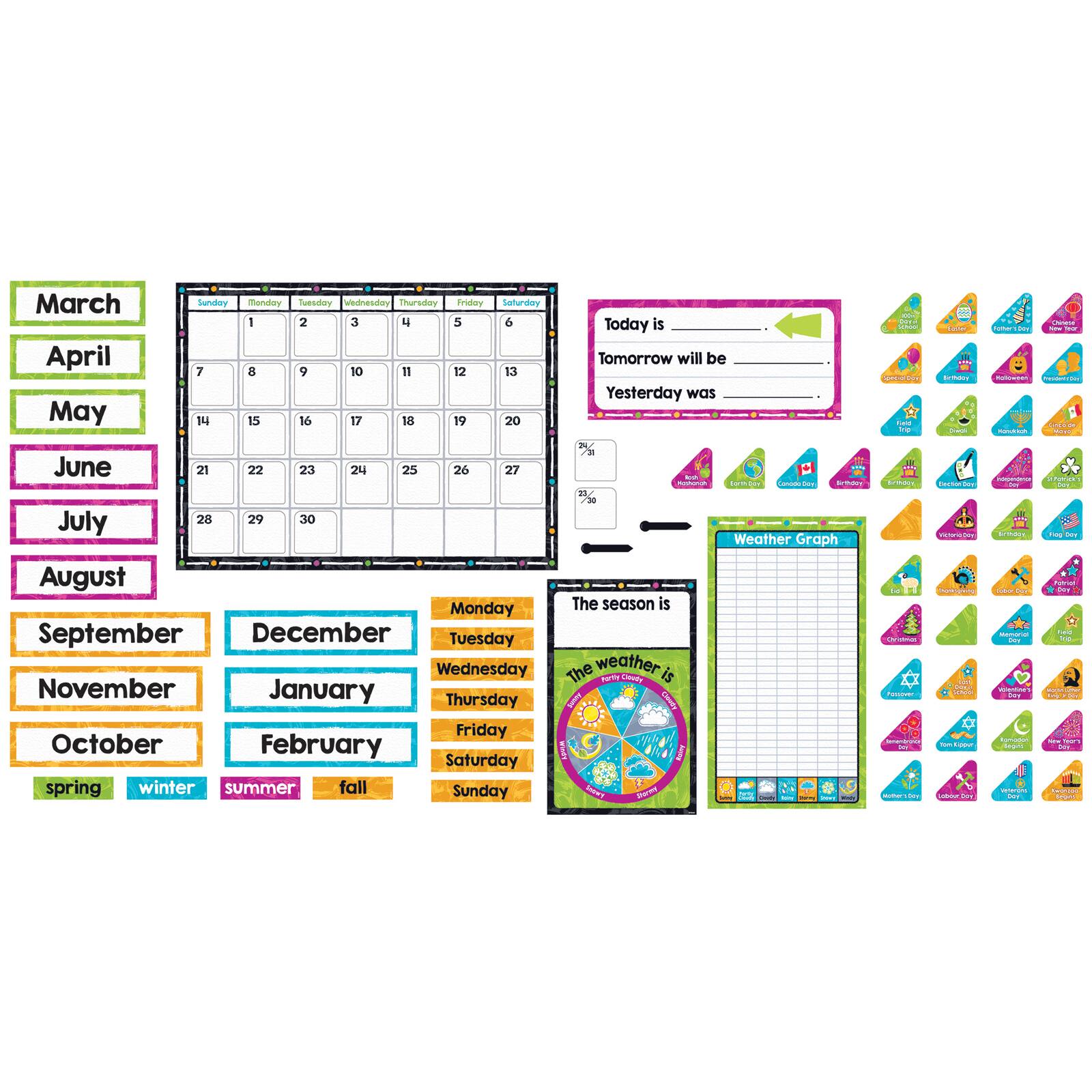 Trend Enterprises® Color Harmony Calendar Bulletin Board Set, 106ct.