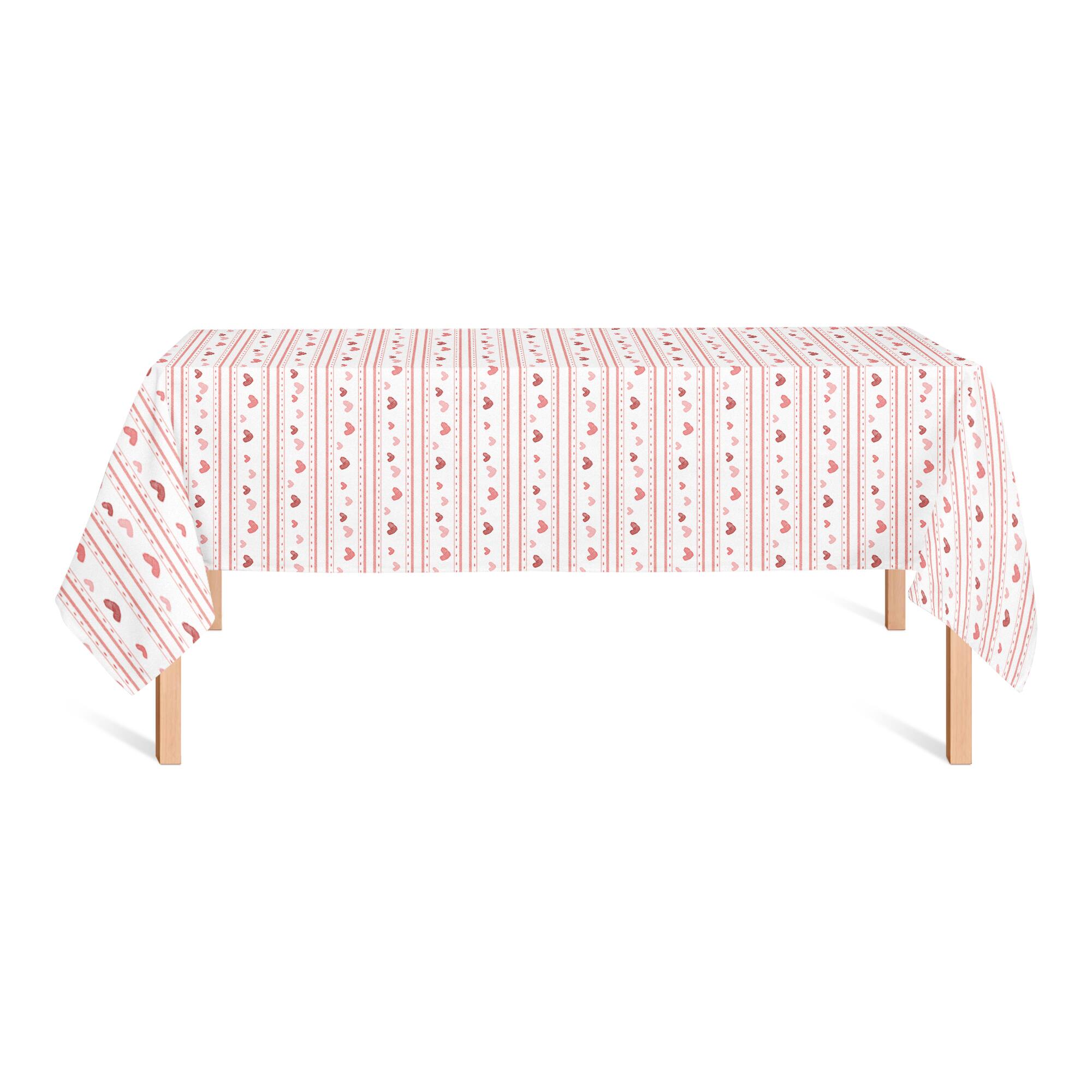 Multi Heart Stripes Pattern 58" x 102" Tablecloth