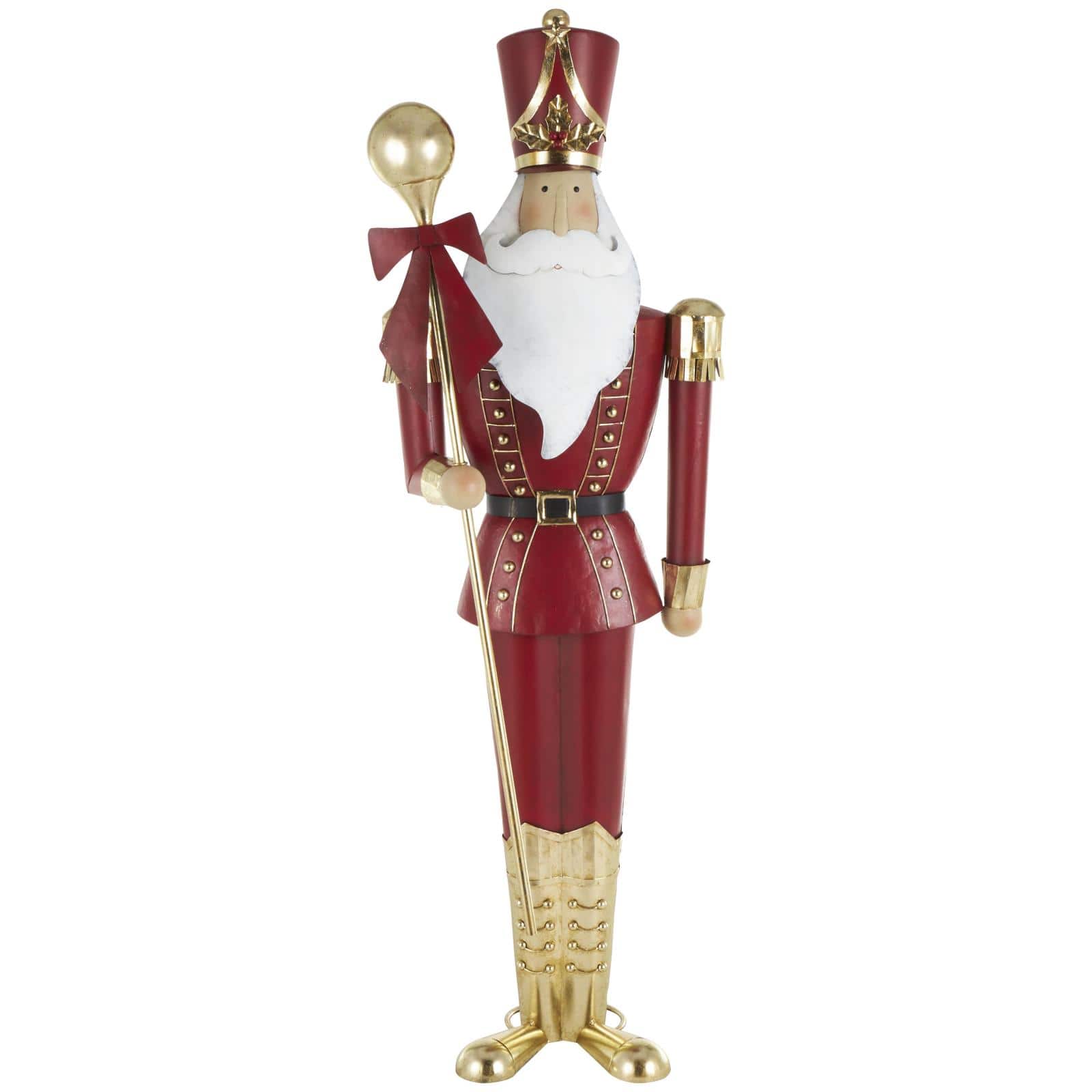 52&#x22; Red Metal Nutcracker Standing Sculpture
