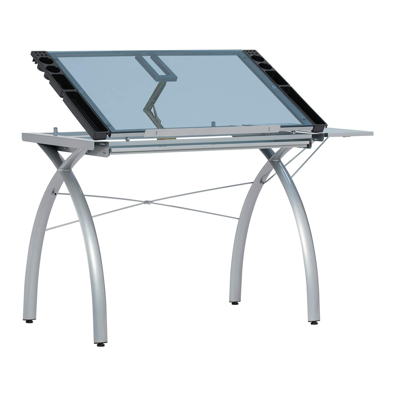 Studio Designs Futura Modern Glass Top Adjustable Drafting Table Craft Table Dra 