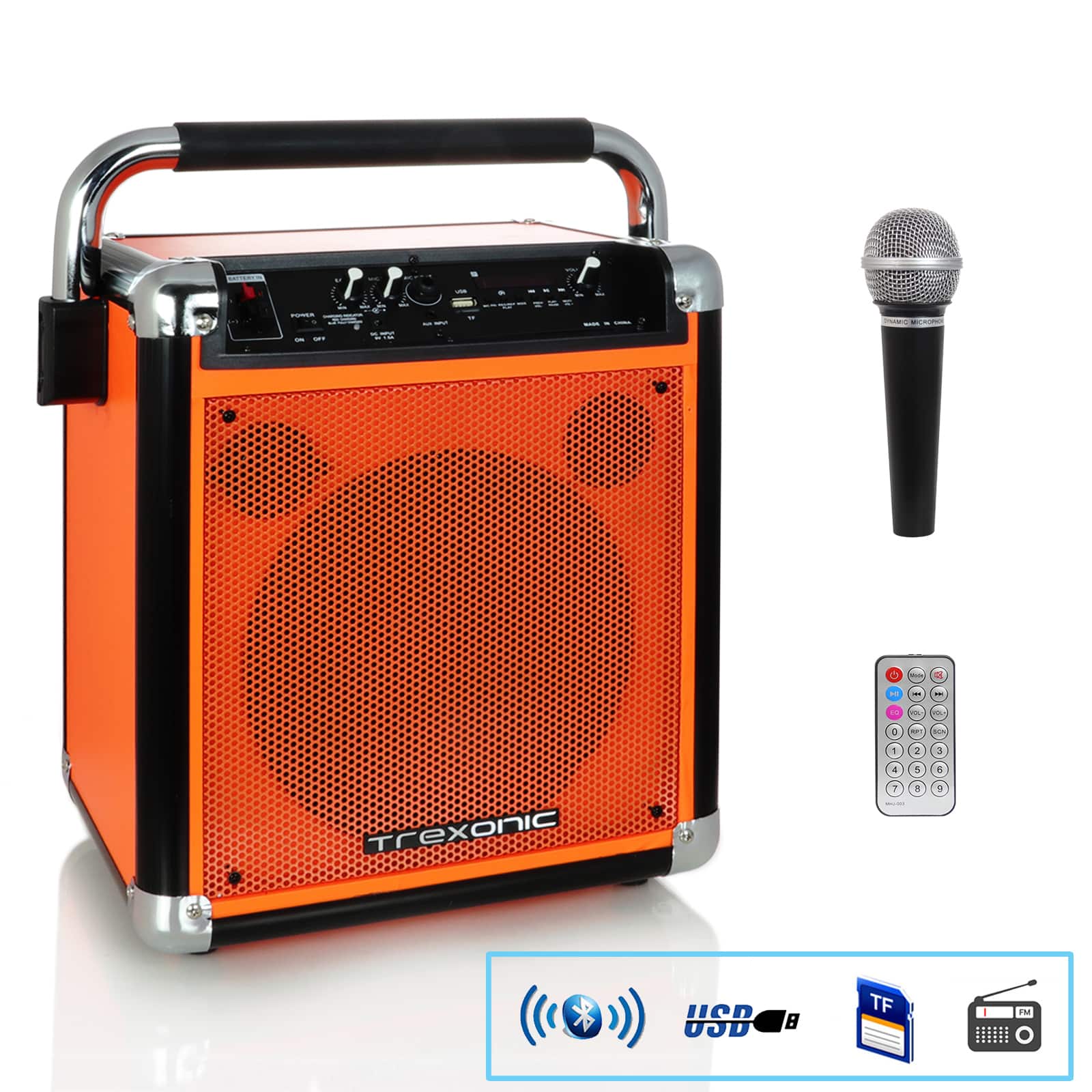 Trexonic Orange Wireless Portable Party Speaker With USB Recording