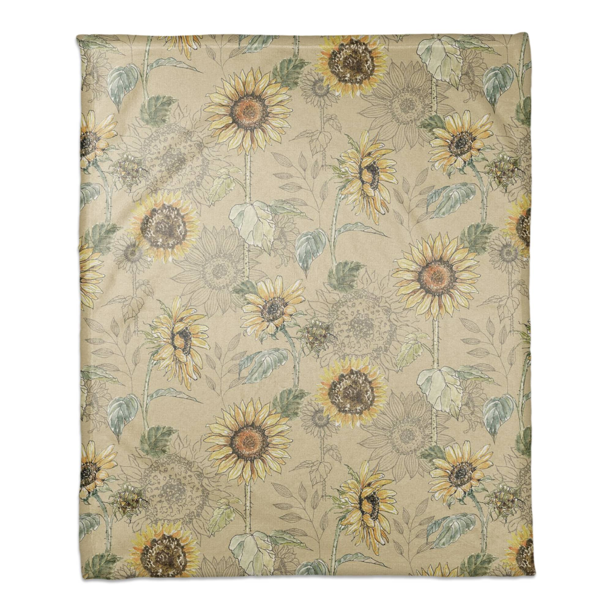 Sunflower Pattern Coral Fleece Blanket