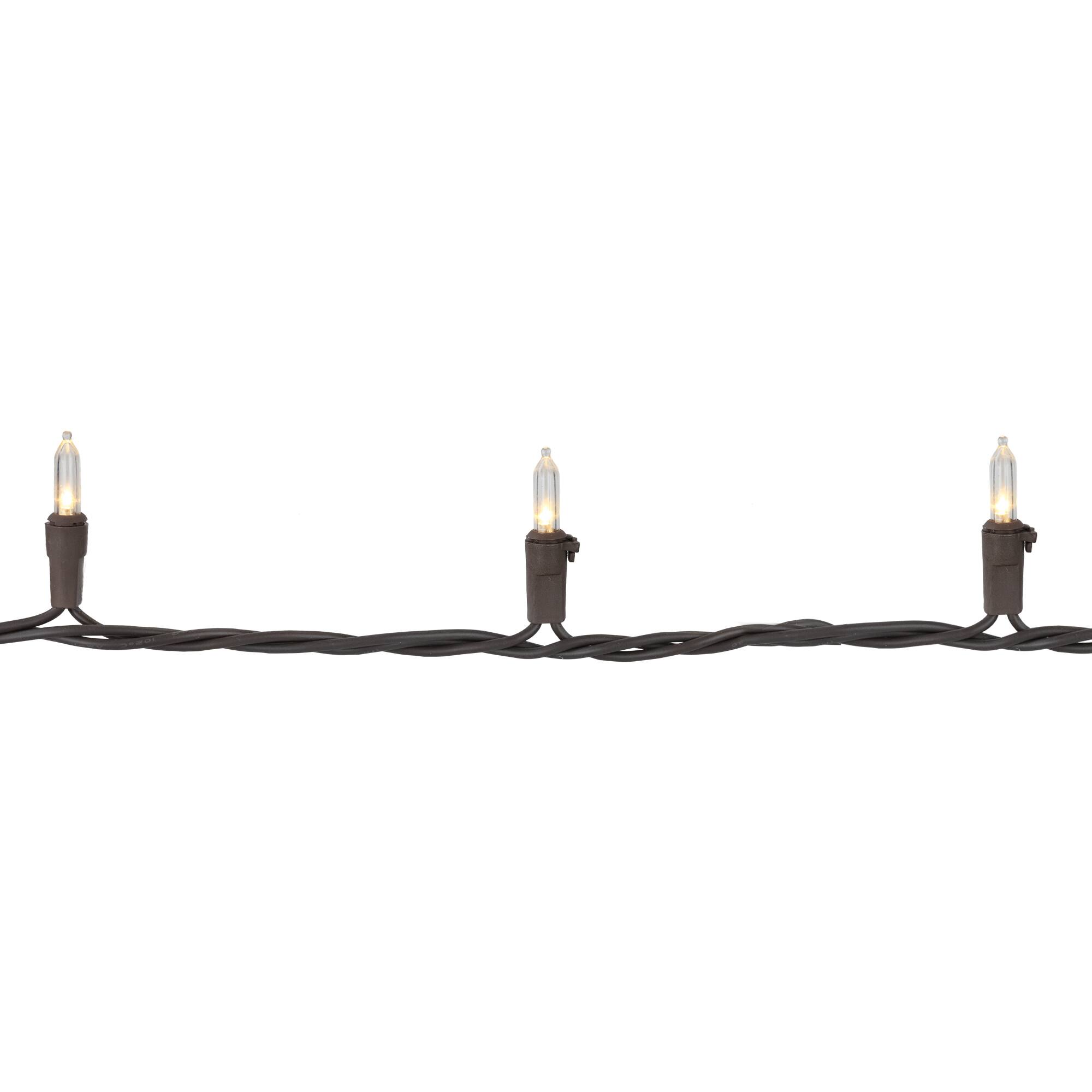 35ct. Warm White LED Mini Christmas Lights Set With Brown Wire