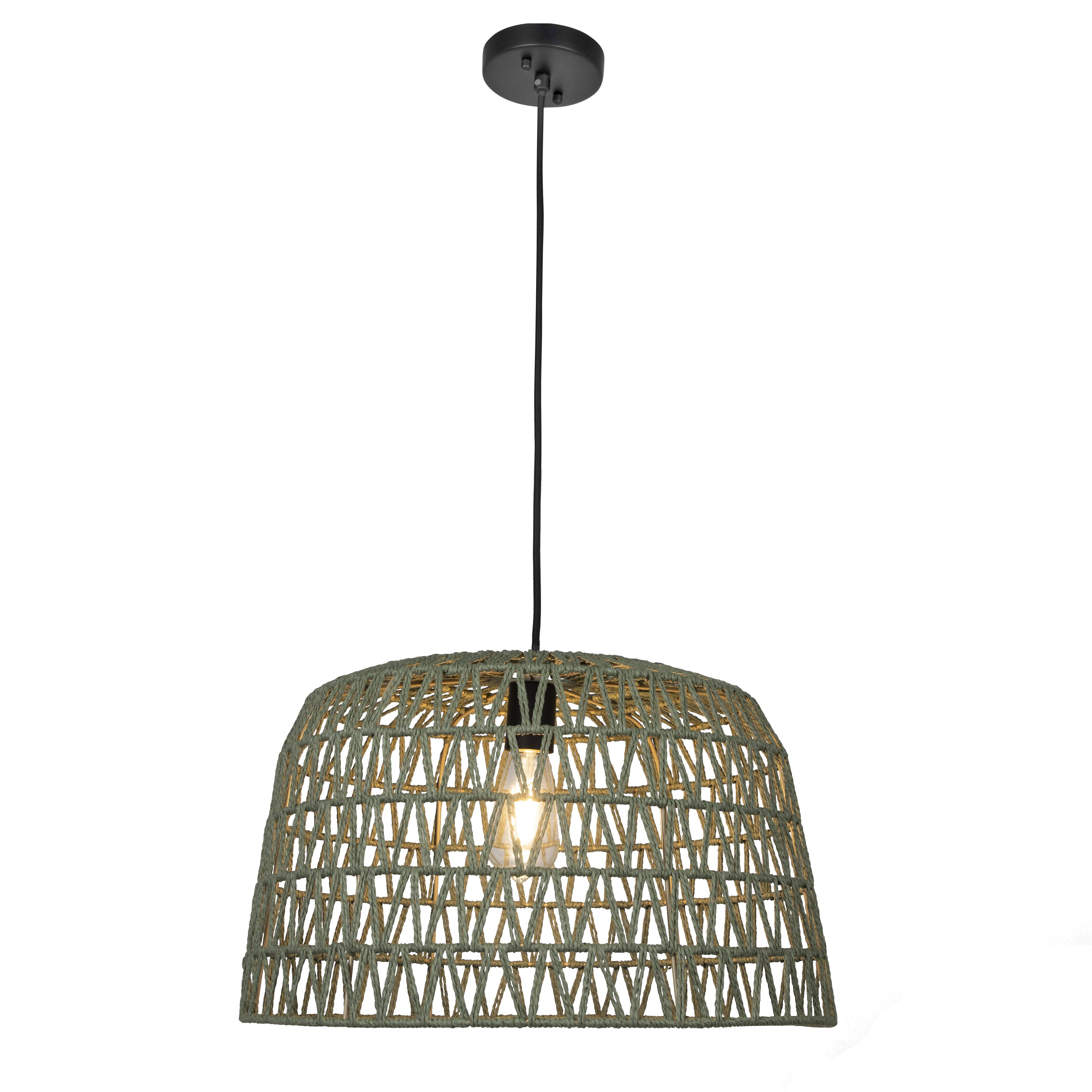 Hello Honey&#xAE; 19.5&#x22; Boho Open Weave Metal and Paper Rope Ceiling Light