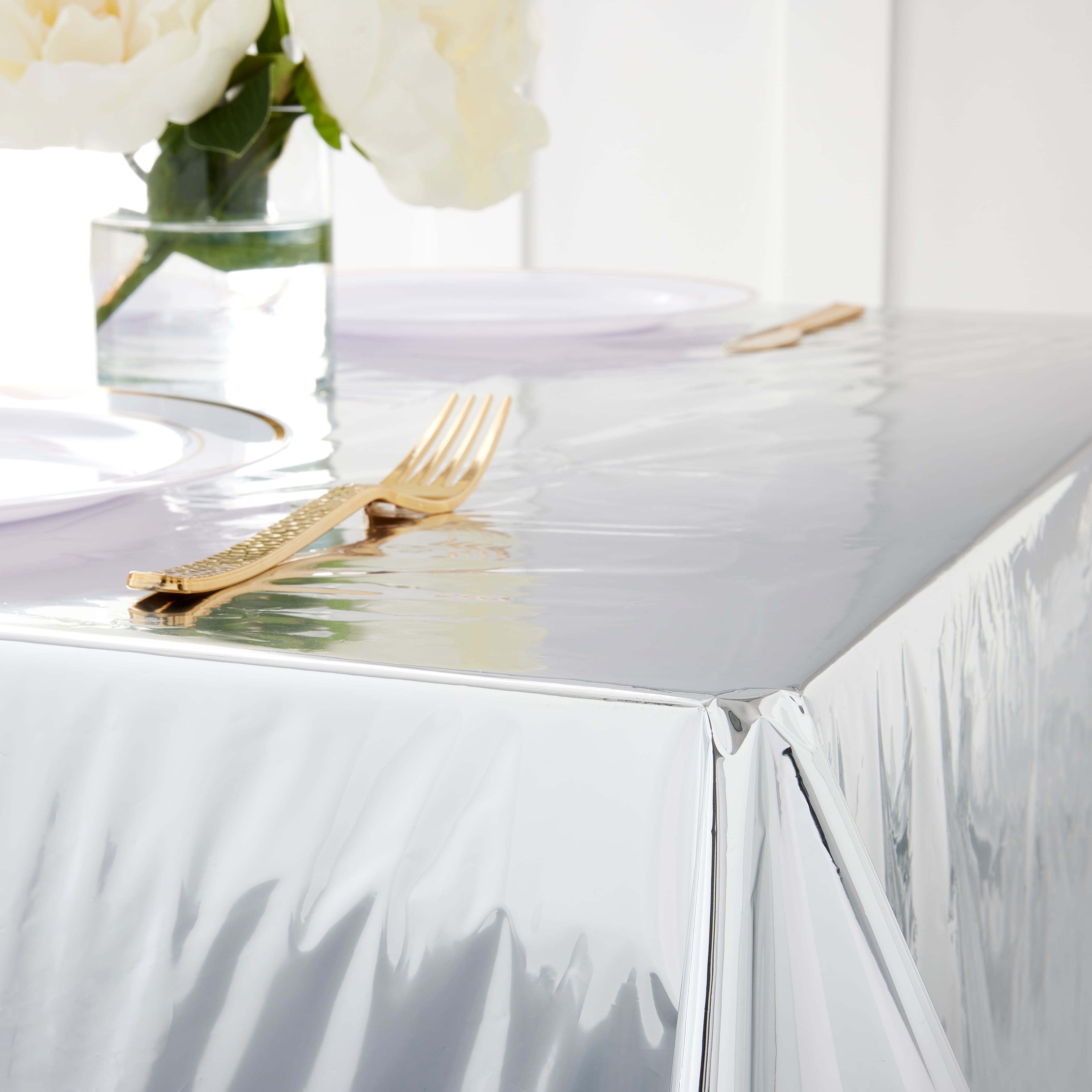 12 Pack: 9ft. Reversible Gold &#x26; Silver Foil Table Cover by Celebrate It&#x2122;