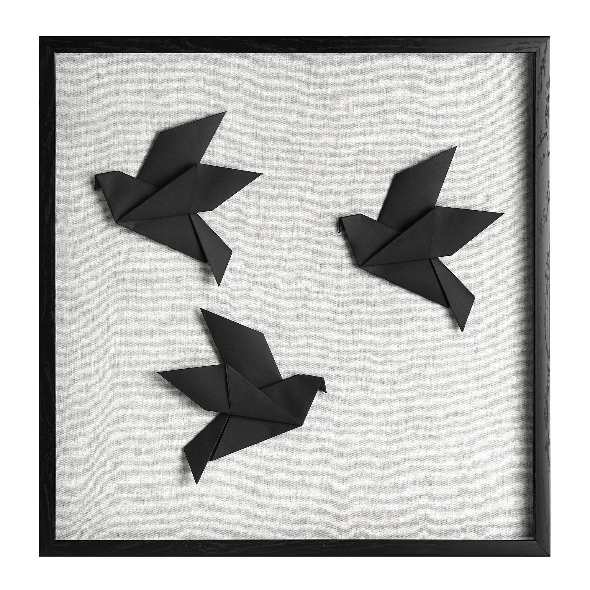 American Art Decor Silhouettes in Flight Paper &#x26; Linen Wall Art - 18&#x22; x 18&#x22;