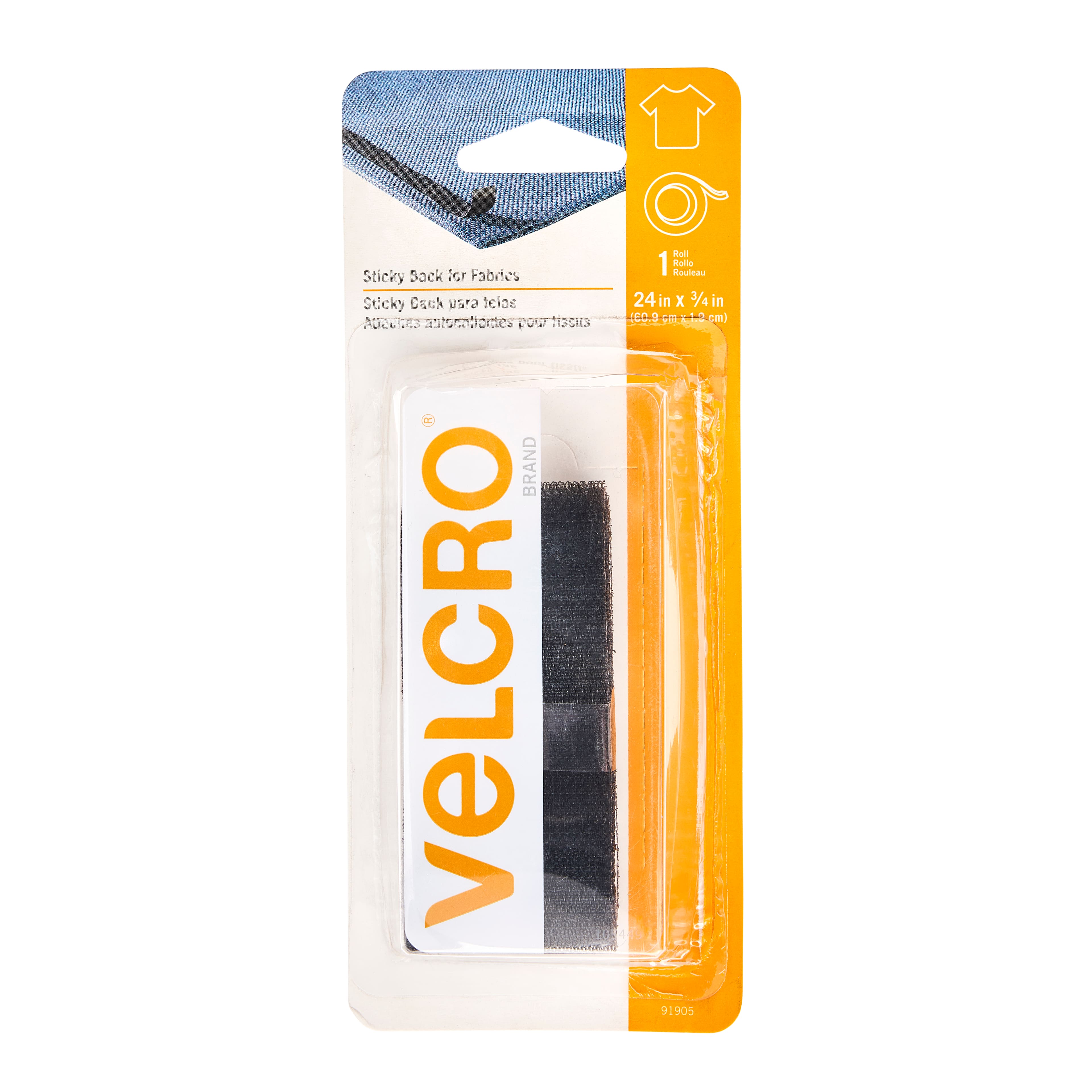 VELCRO® Brand Sticky Back for Fabrics Black Tape