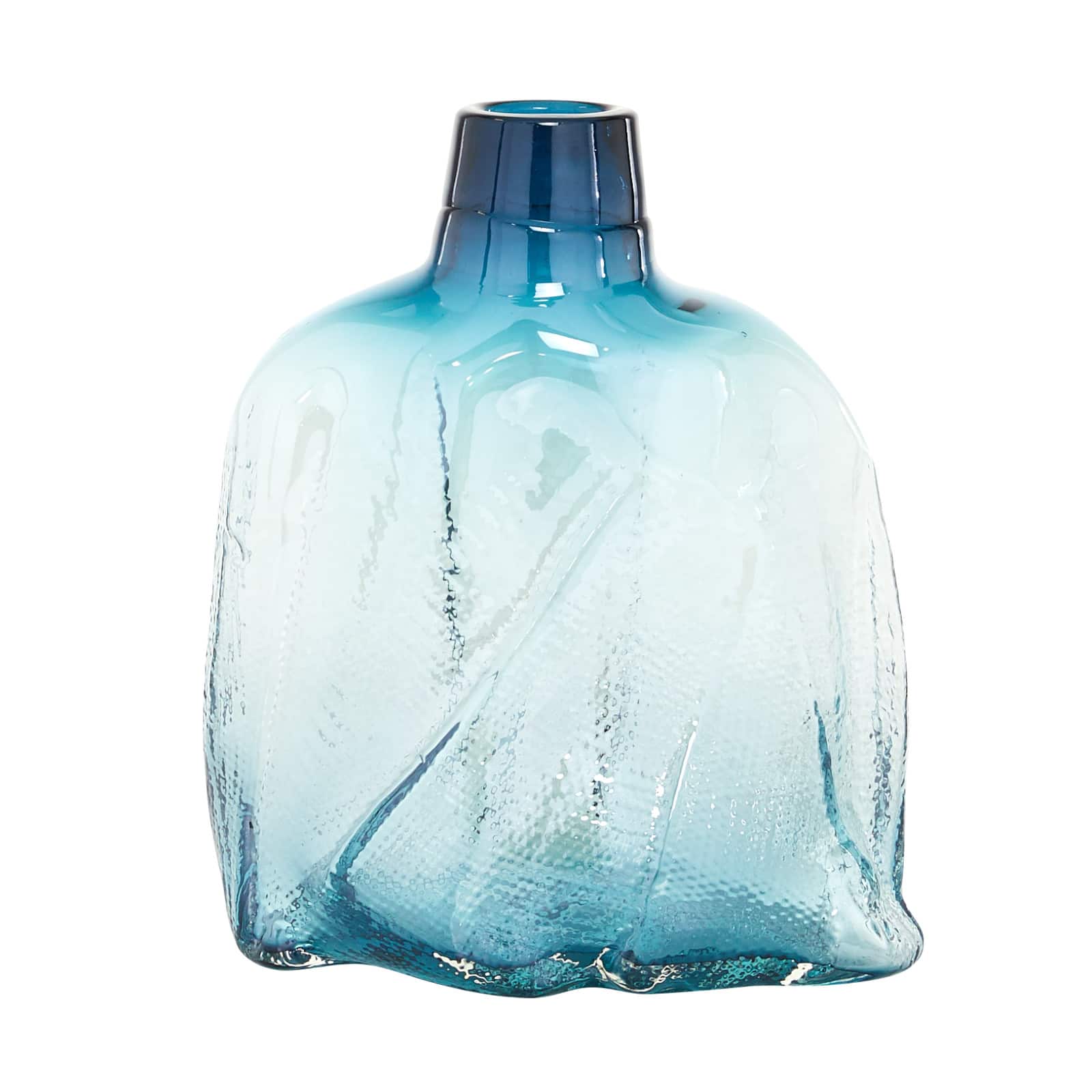 12&#x22; Blue Modern Style Glass Bottle Vase