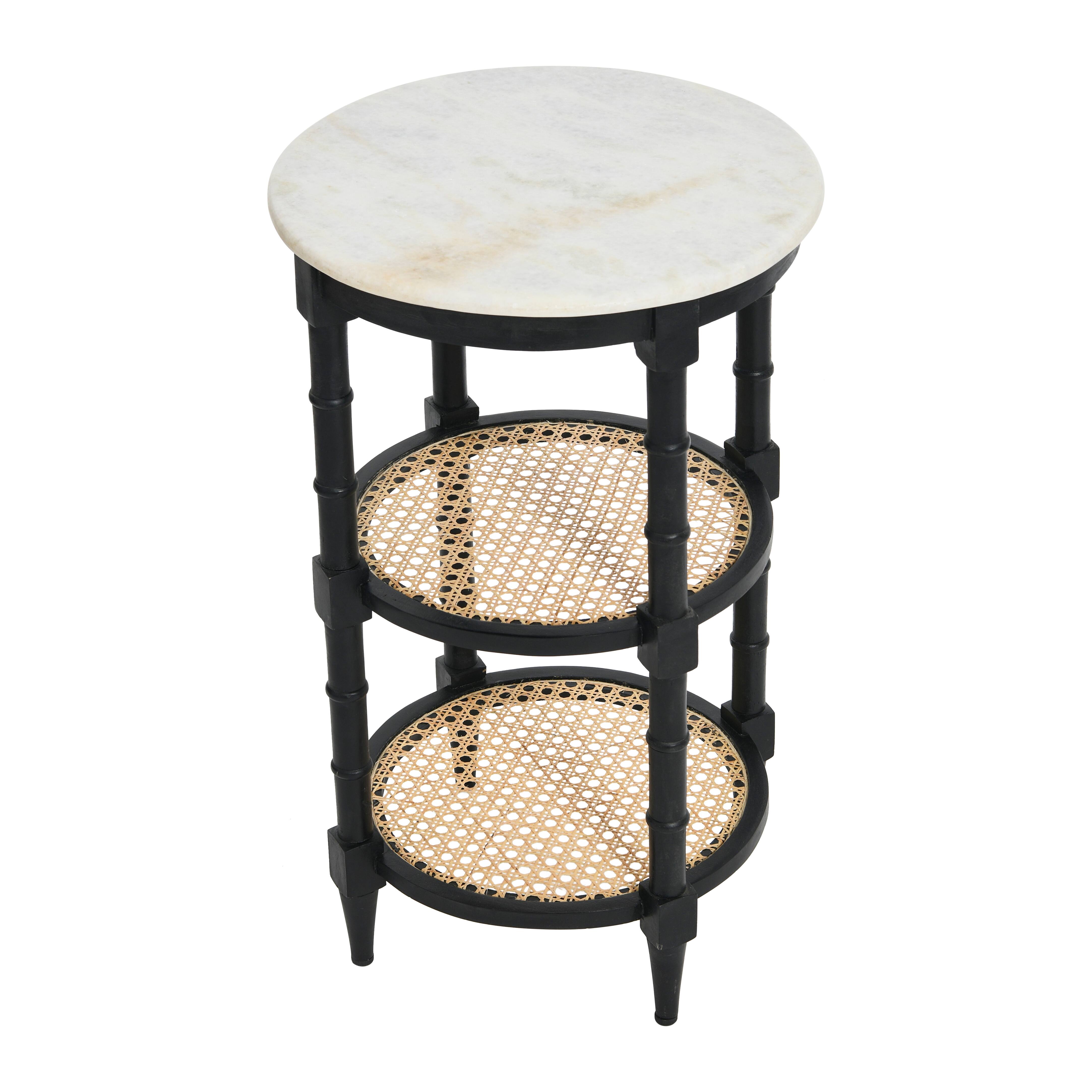 Hello Honey® 28" Round Wood End Table with Marble Top
