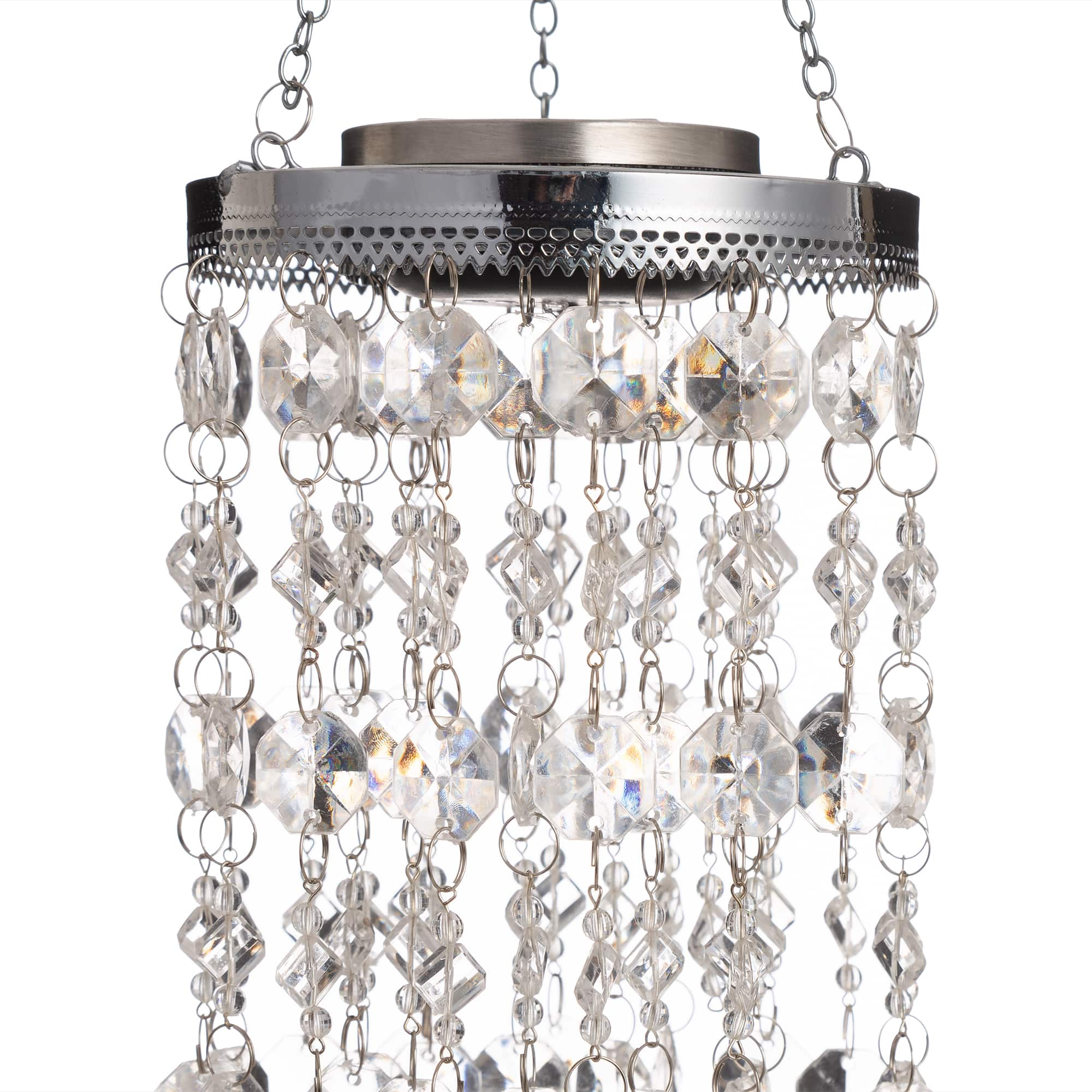 Glitzhome&#xAE; 19&#x22; Solar Lighted Transparent Jewel Beaded Hanging D&#xE9;cor