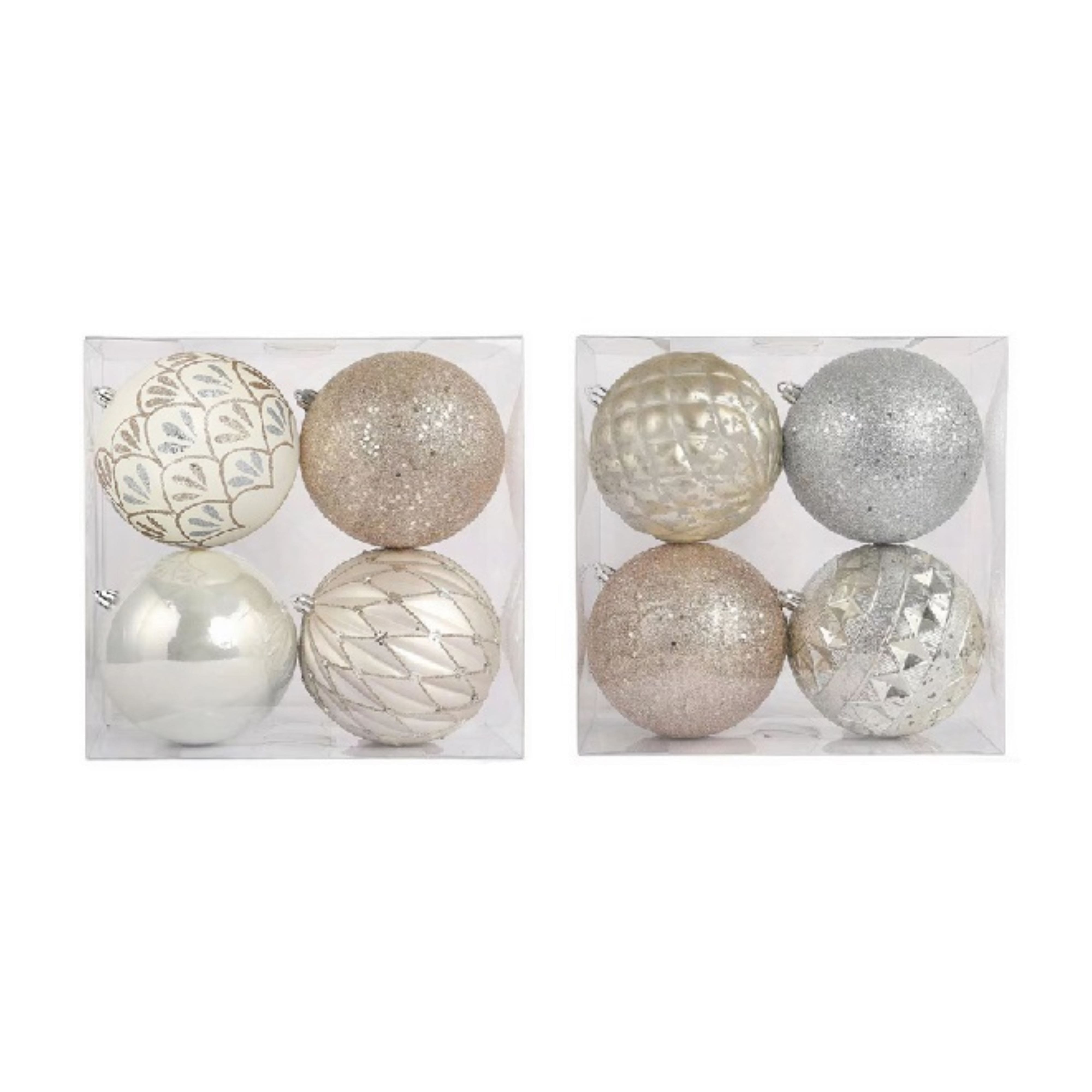 Assorted 4 Pack 4.7&#x22; Champagne &#x26; Silver Shatterproof Ball Ornaments, 1pc. by Ashland&#xAE;