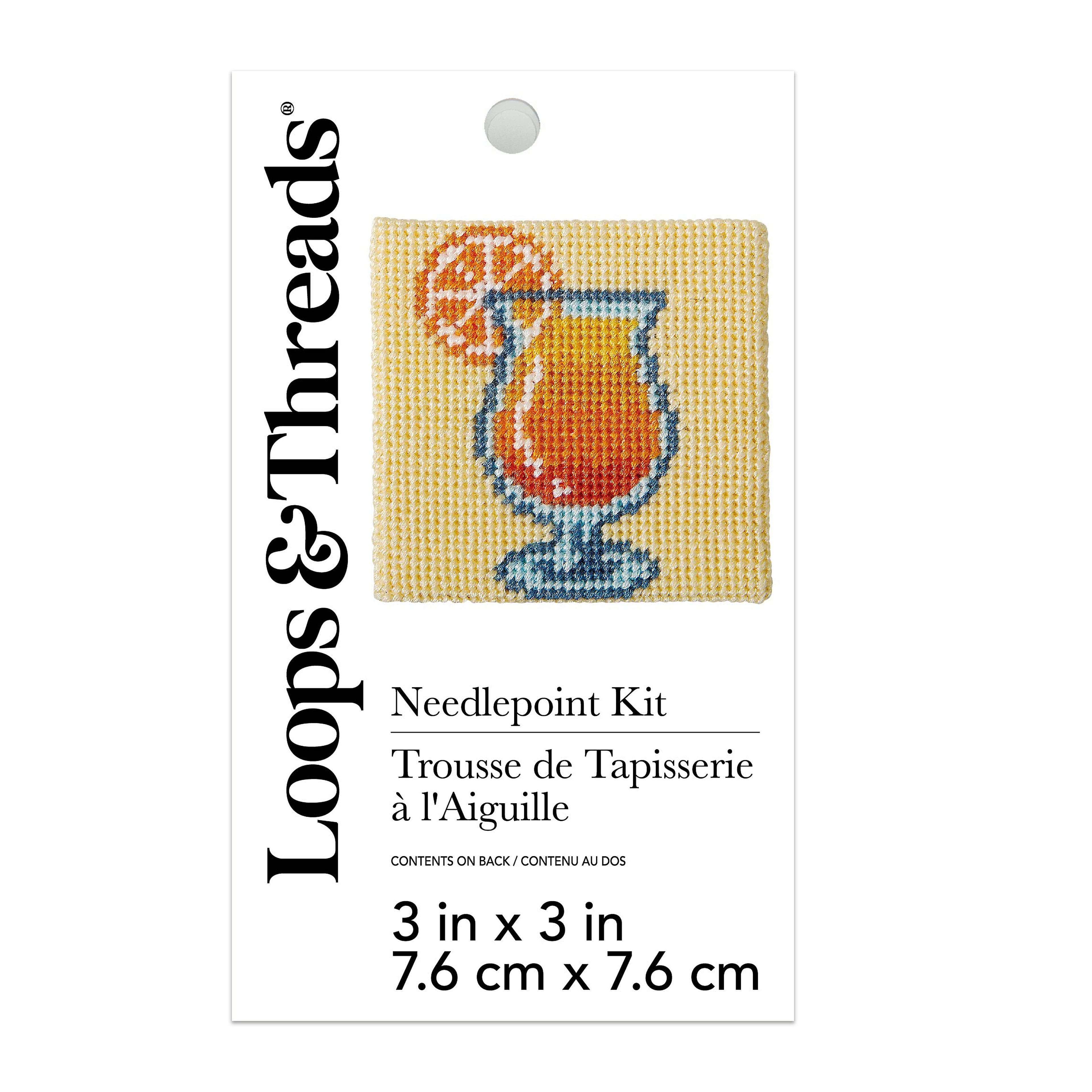 3" x 3" Fruity Drink Needlepoint Kit by Loops & Threads®