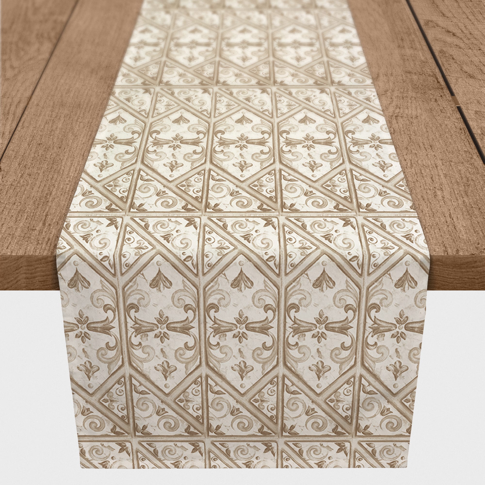72" Regal Cream Pattern Cotton Twill Runner
