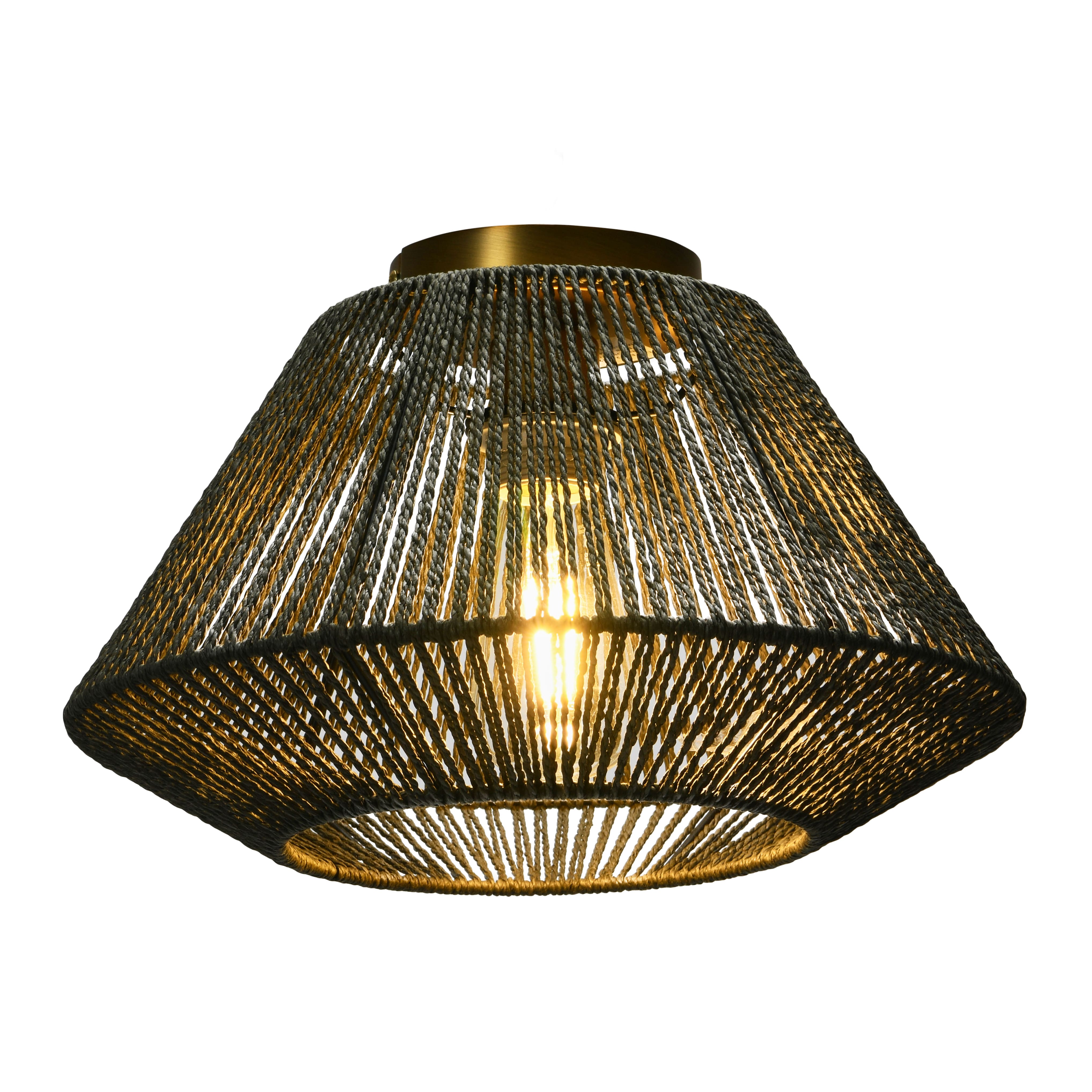 Hello Honey® 14" Gray Flush Mount Ceiling Light with Woven Paper Rope Shade