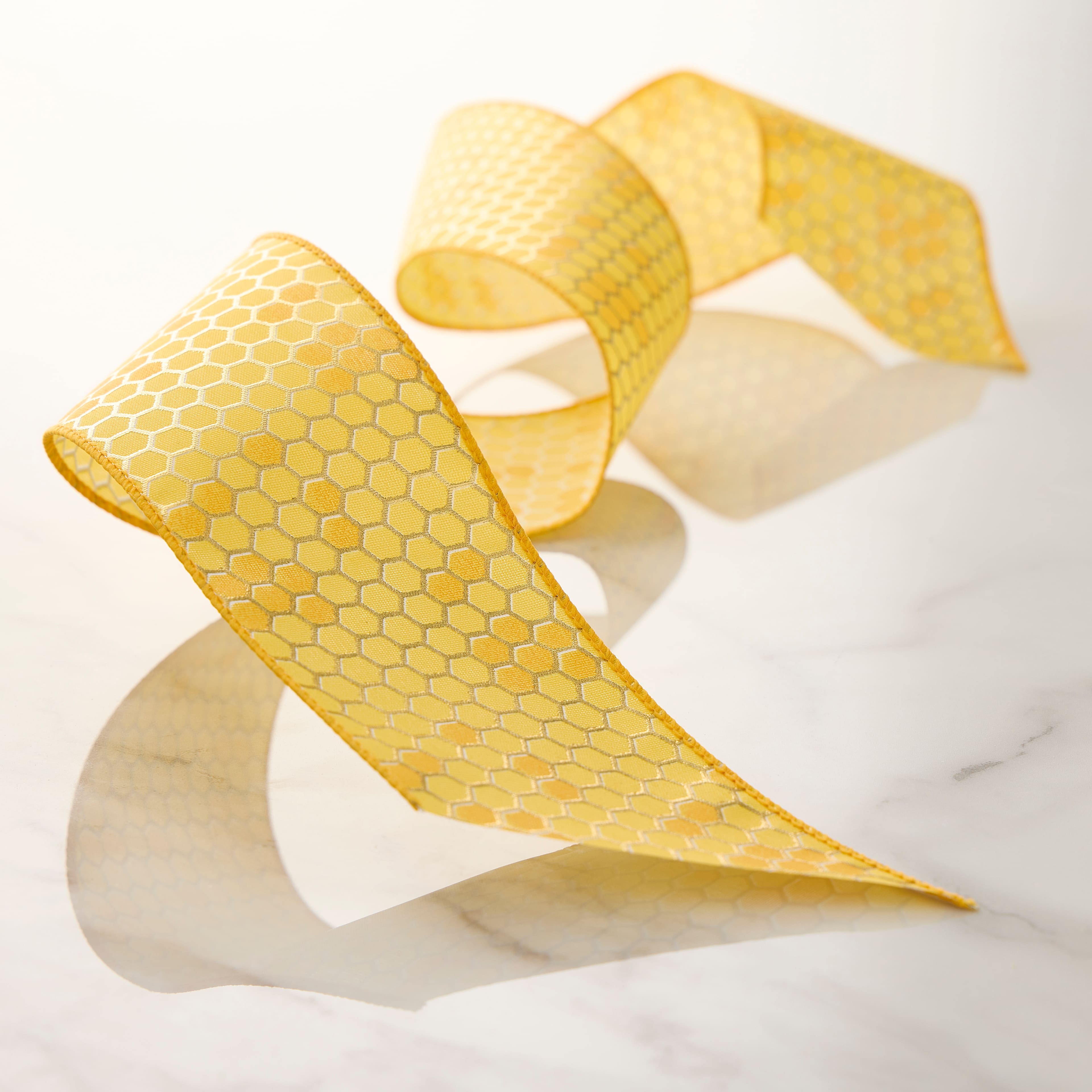 2.5&#x22; x 3yd. Wired Yellow Honeycomb Ribbon by Celebrate It&#xAE;