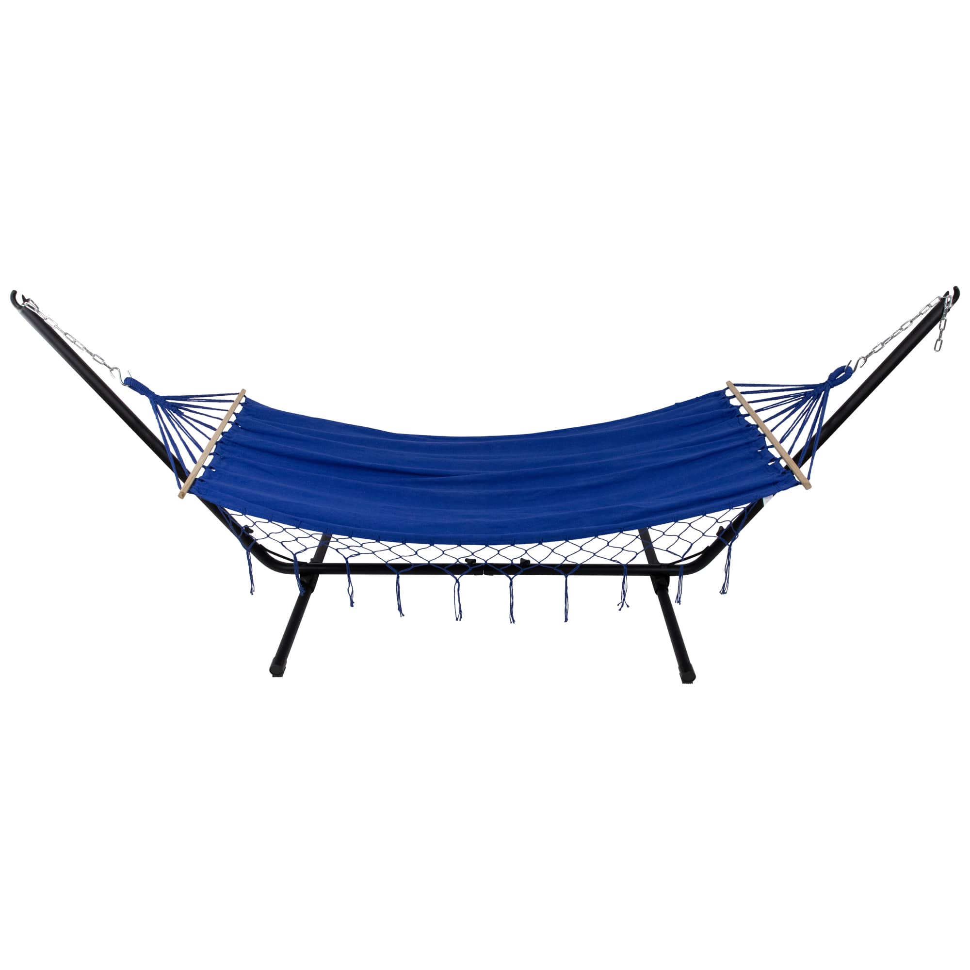 100&#x22; x 41&#x22; Hammock with Netted Fringe &#x26; Wooden Bars