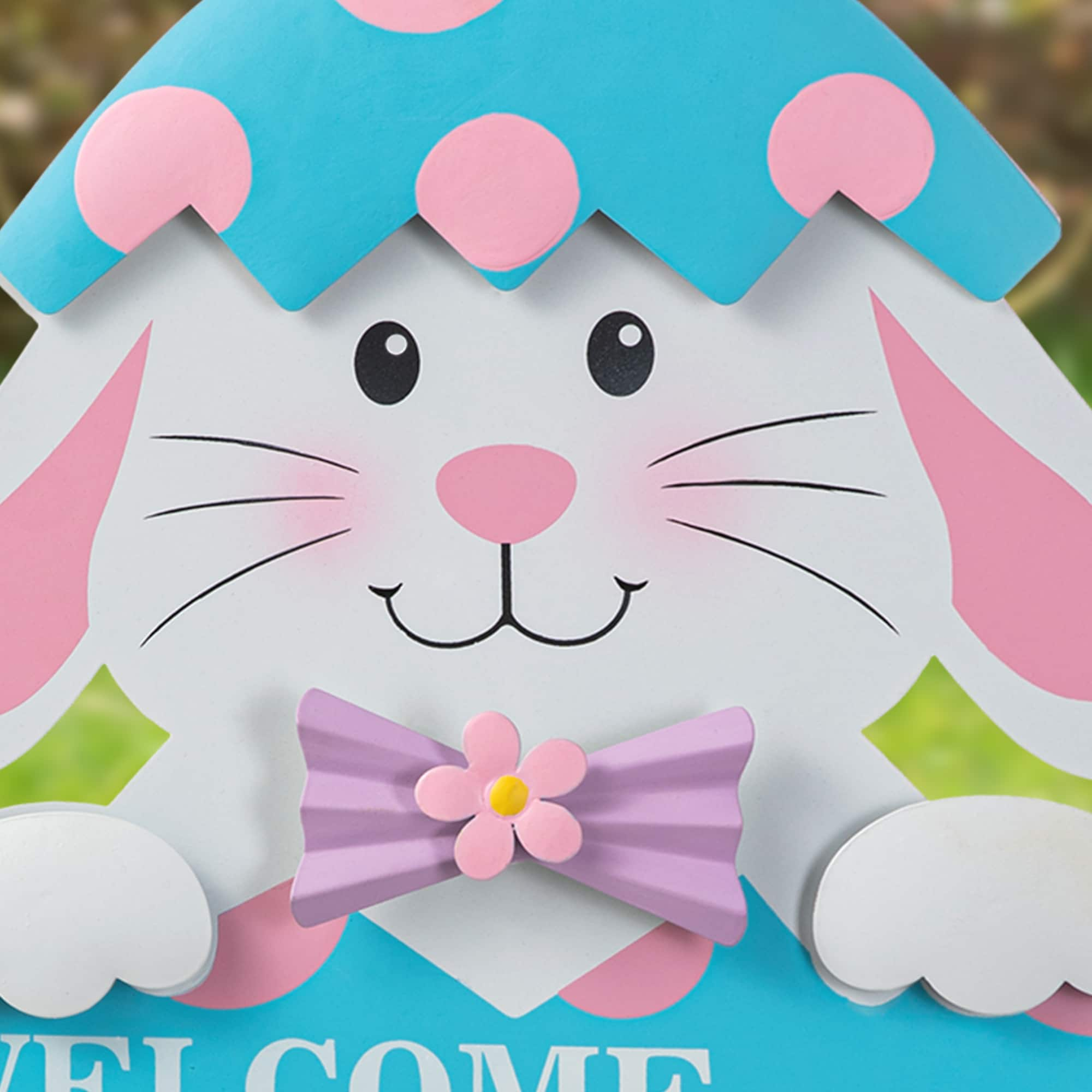 Glitzhome&#xAE; 24&#x22; Easter Metal Bunny Egg Yard Stake