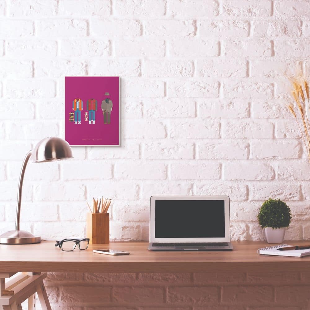 Stupell Industries Back to the Future Famous Characters Fashion Design with Gray Frame Wall Accent