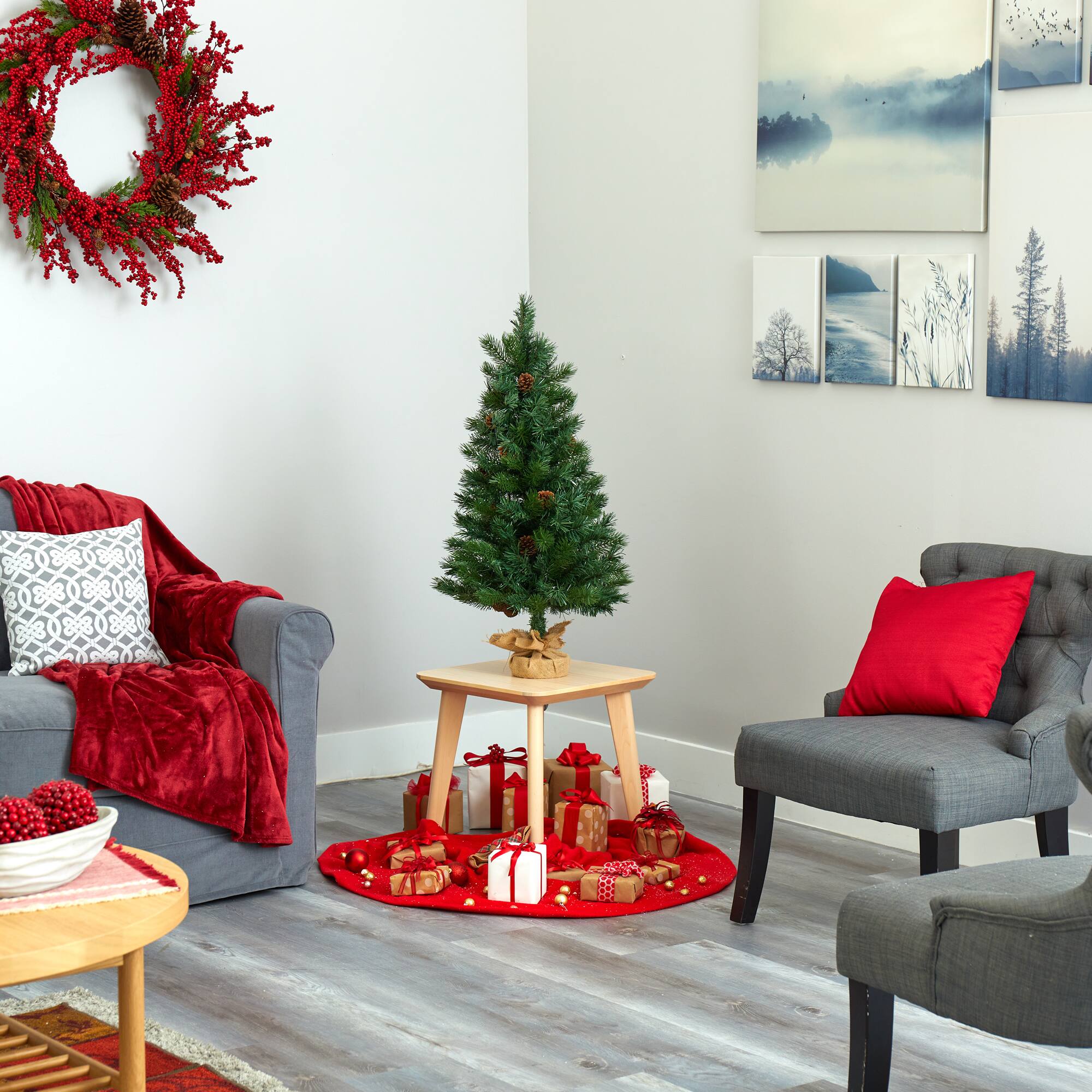 3ft. Pre-Lit Fraser Fir Natural Look Artificial Christmas Tree with Clear LED Light 
