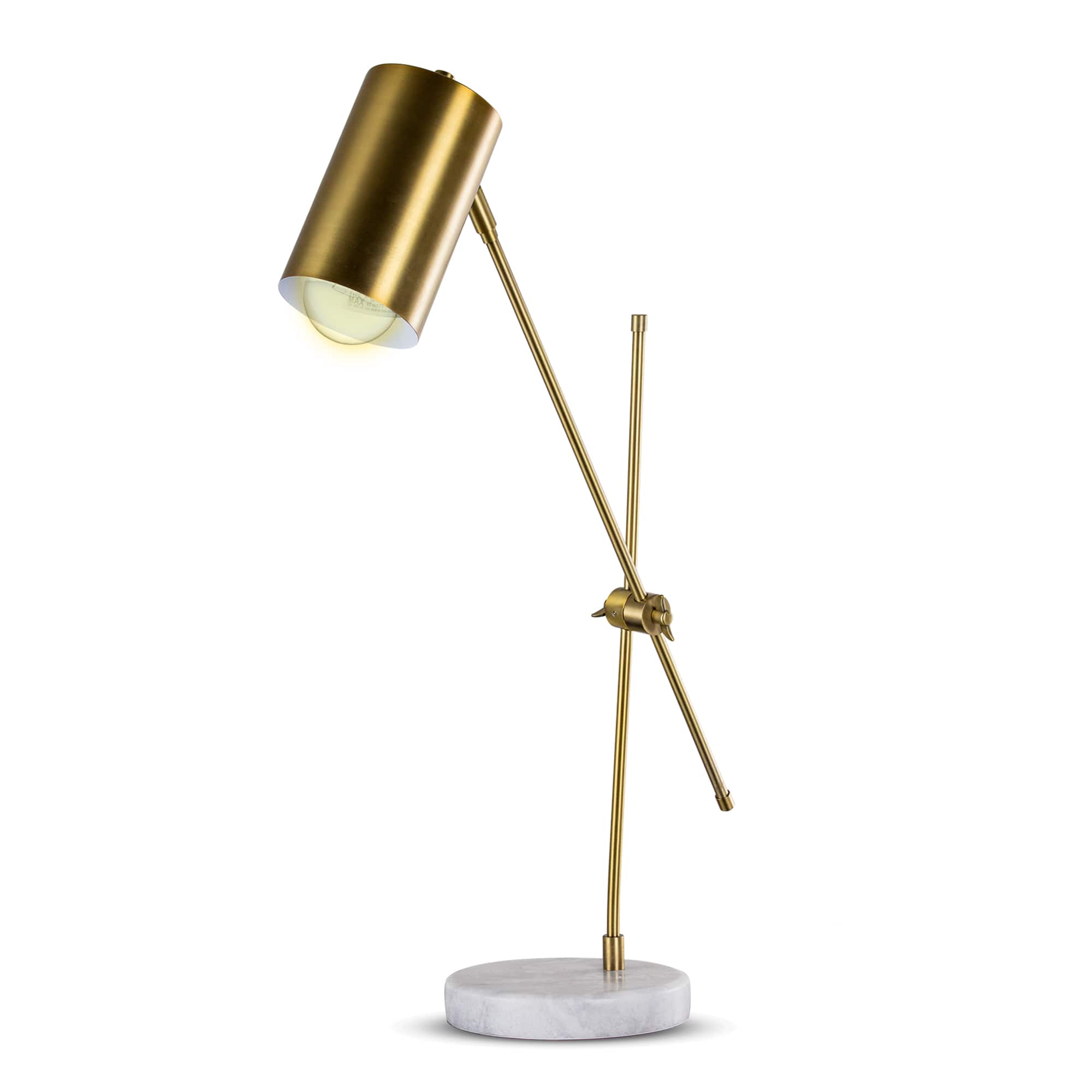 23" Modern Industrial Stylish Bronze Brass Metal Task Lamp with White Marble Base