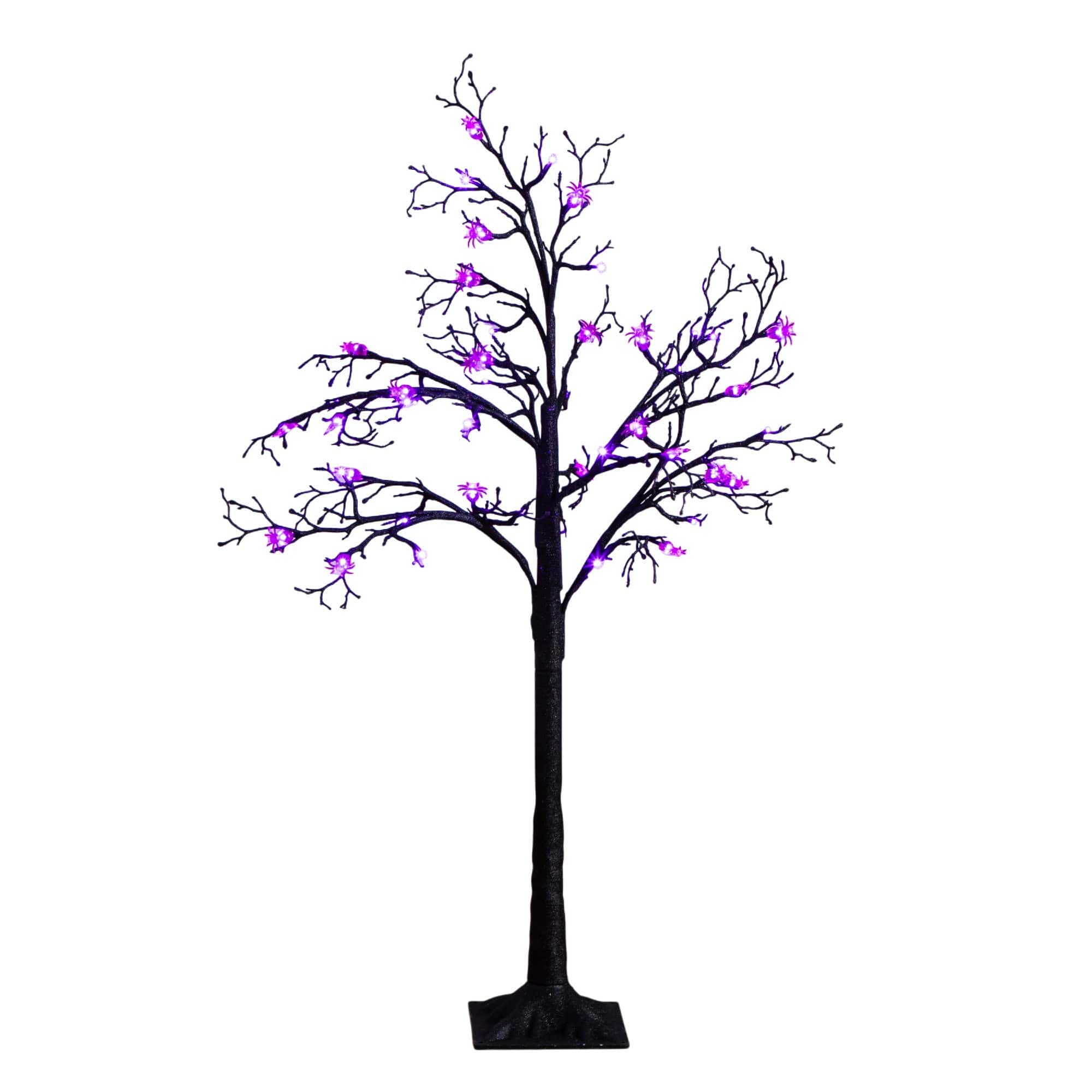 4ft. Pre-Lit Artificial Halloween Spider Twig Tree with 48 Purple LED Lights