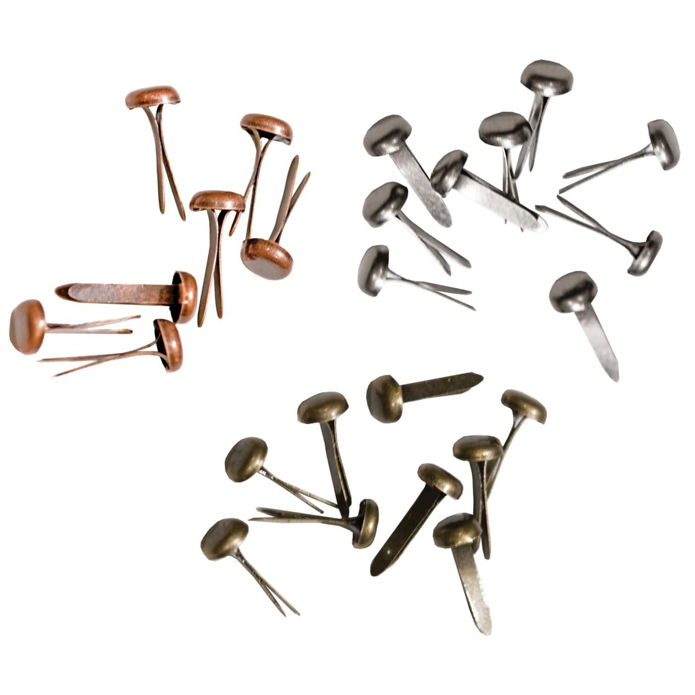 Idea-Ology Metal Long Paper Fasteners .4375&#x22; 99/Pkg-Antique Nickel, Brass &#x26; Copper