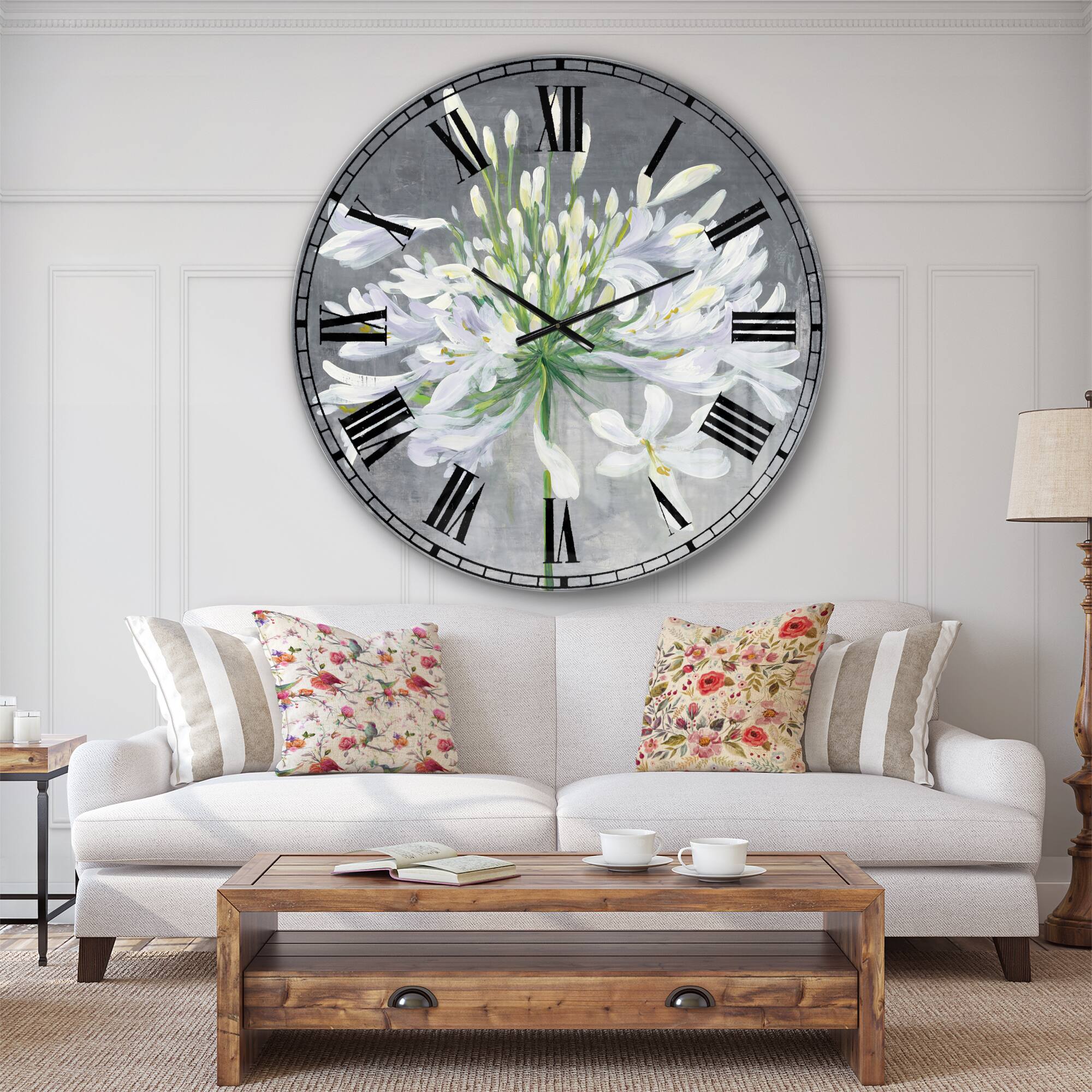 Designart &#x27;Flower Cleome Splash I Traditional Wall Clock