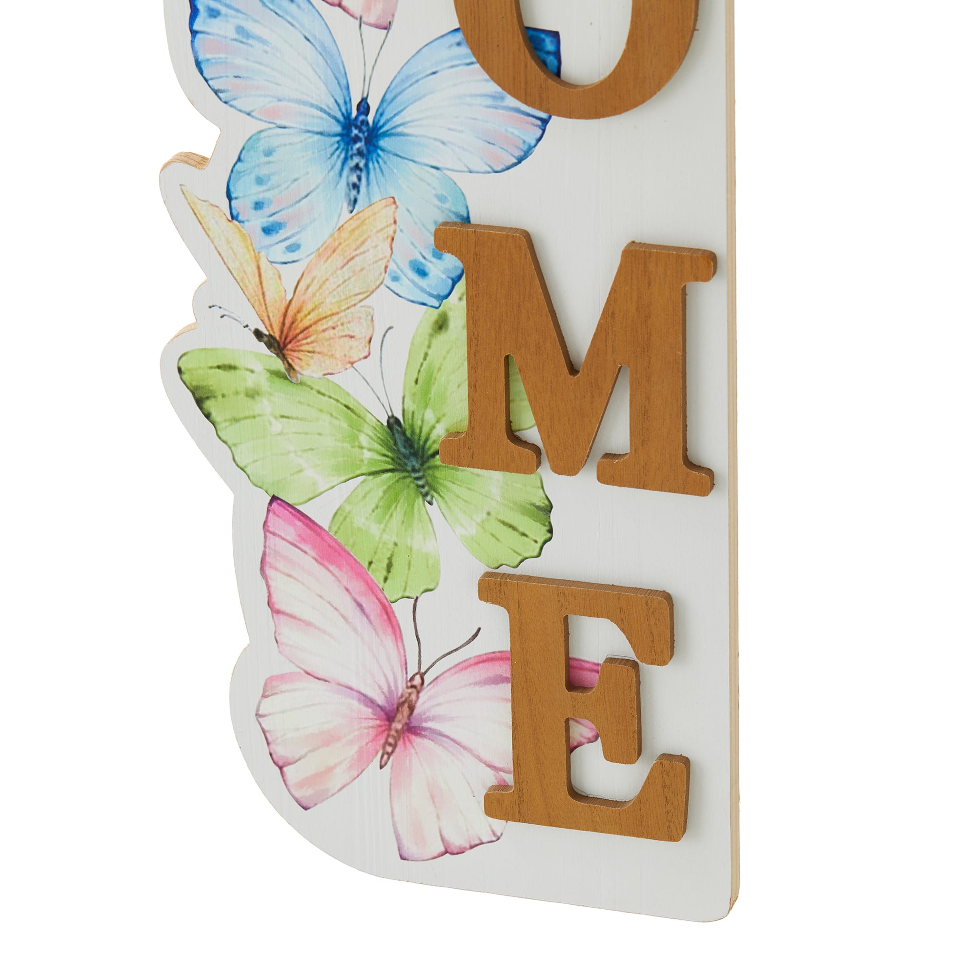 Glitzhome&#xAE; 42&#x22; Wood Butterfly WELCOME Porch Sign