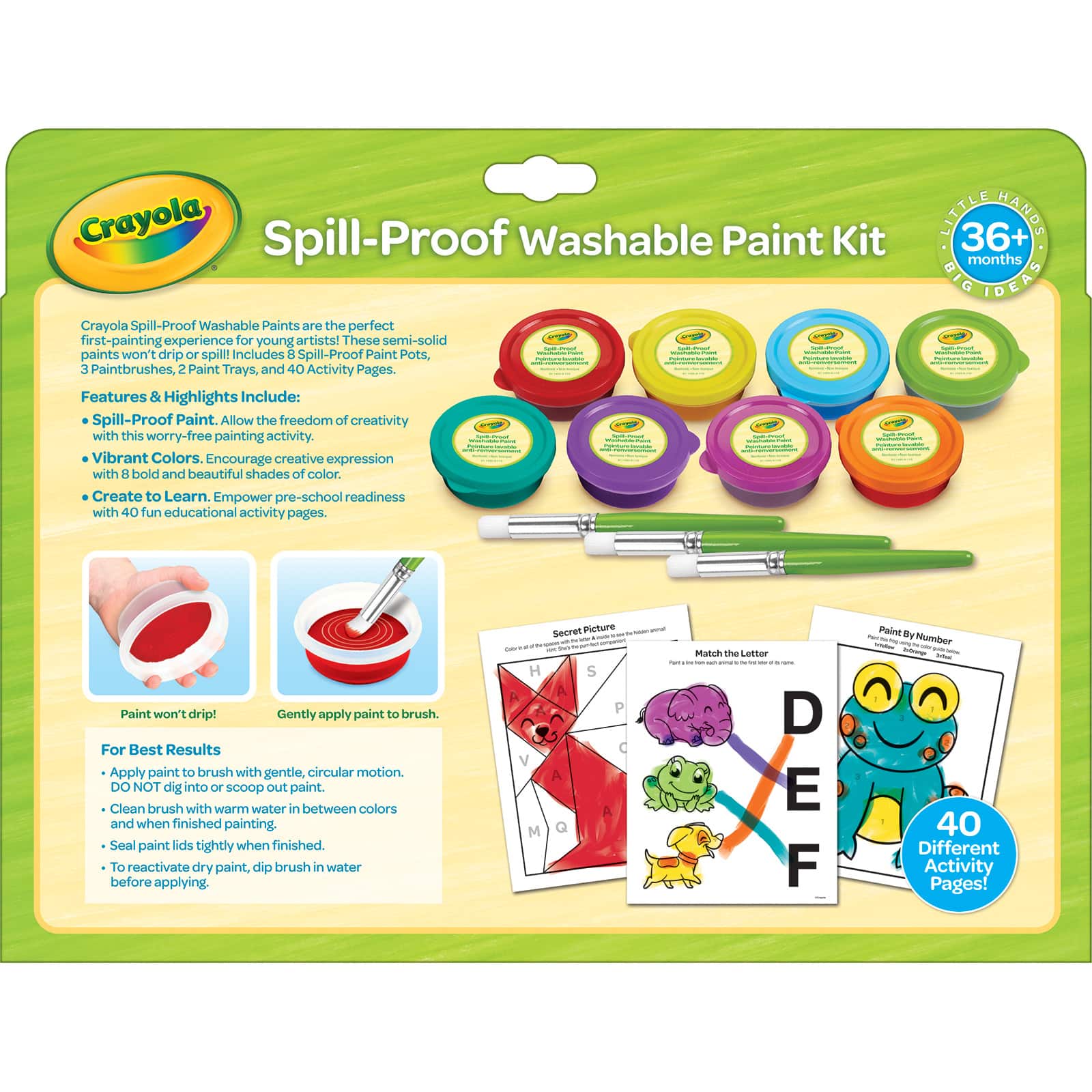 Spill Proof Paint Set, Washable Paint for Kids, Crayola.com