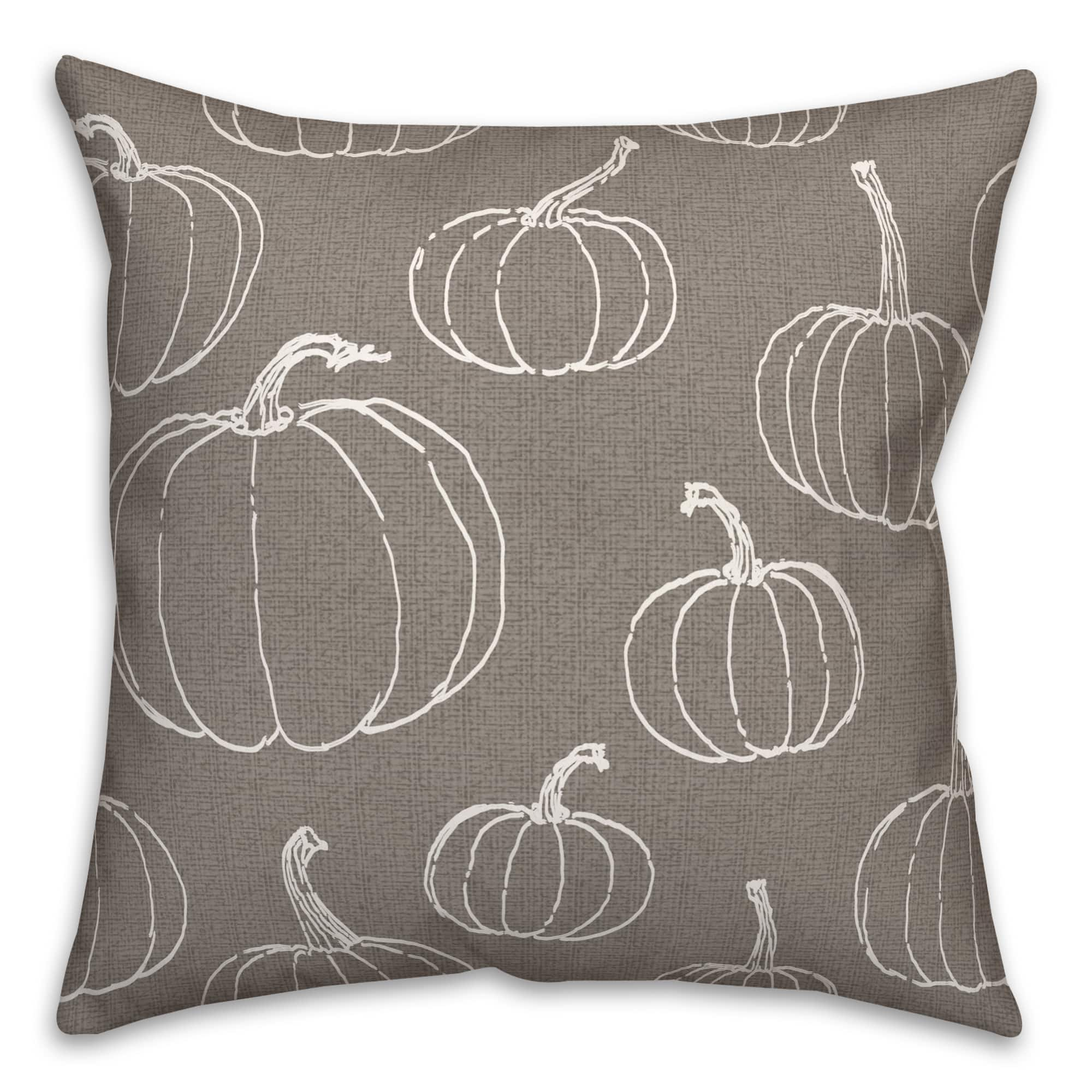 Gray Pumpkin Pattern Throw Pillow