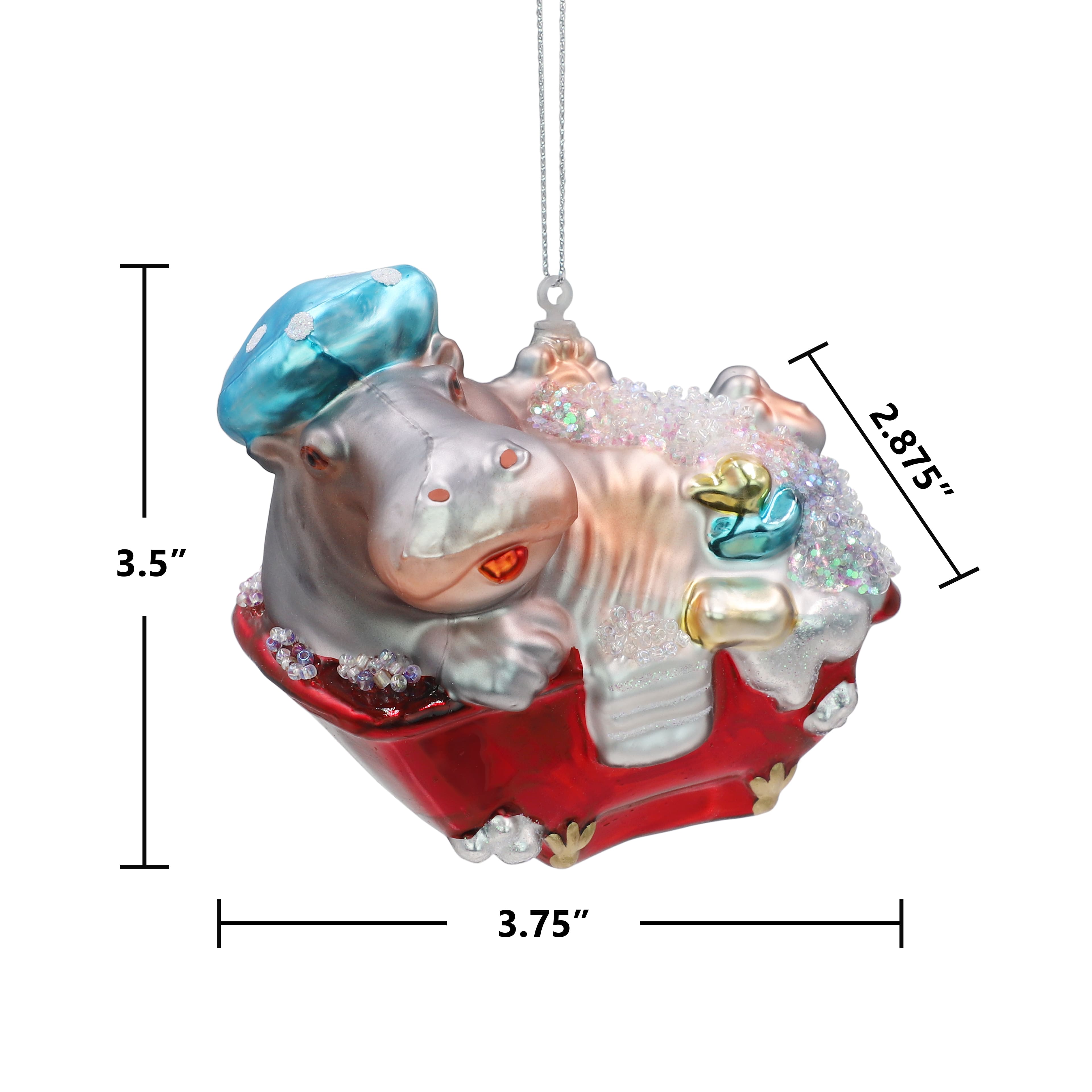 3.75&#x22; Hippo in Bathtub Glass Ornament by Ashland&#xAE;