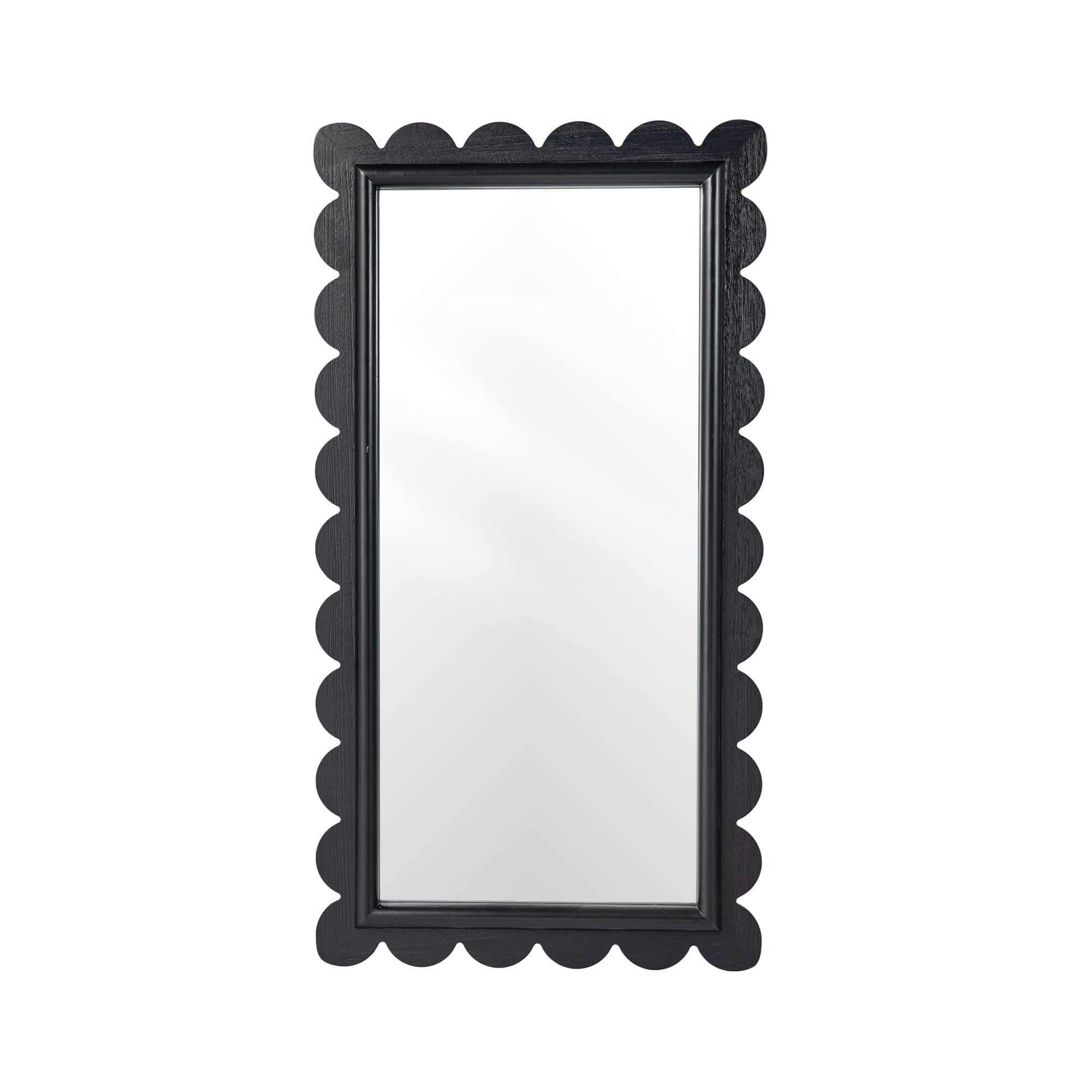 Glitzhome® 42.5" Modern Black Wood Frame Wavy Rectangle Wall Mirror
