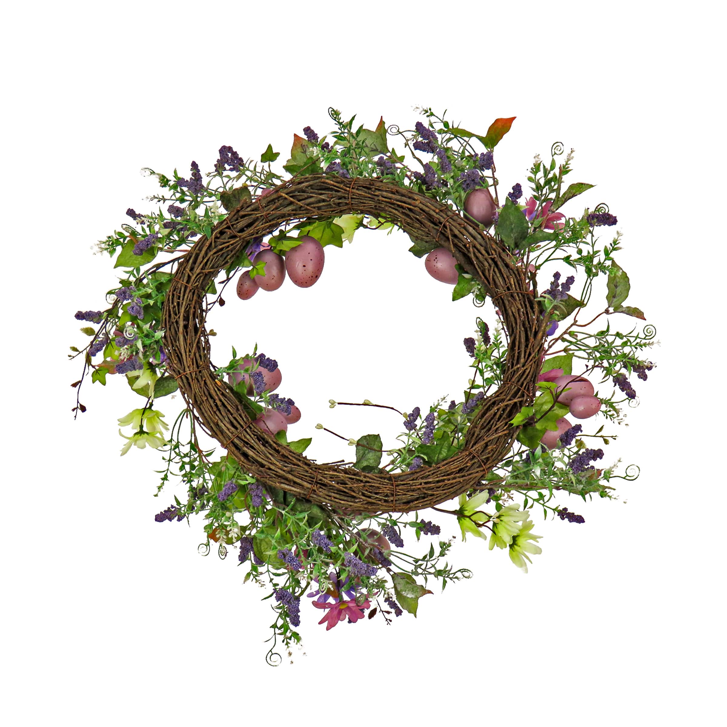 22" Flowering Pink Eggs Easter Wreath