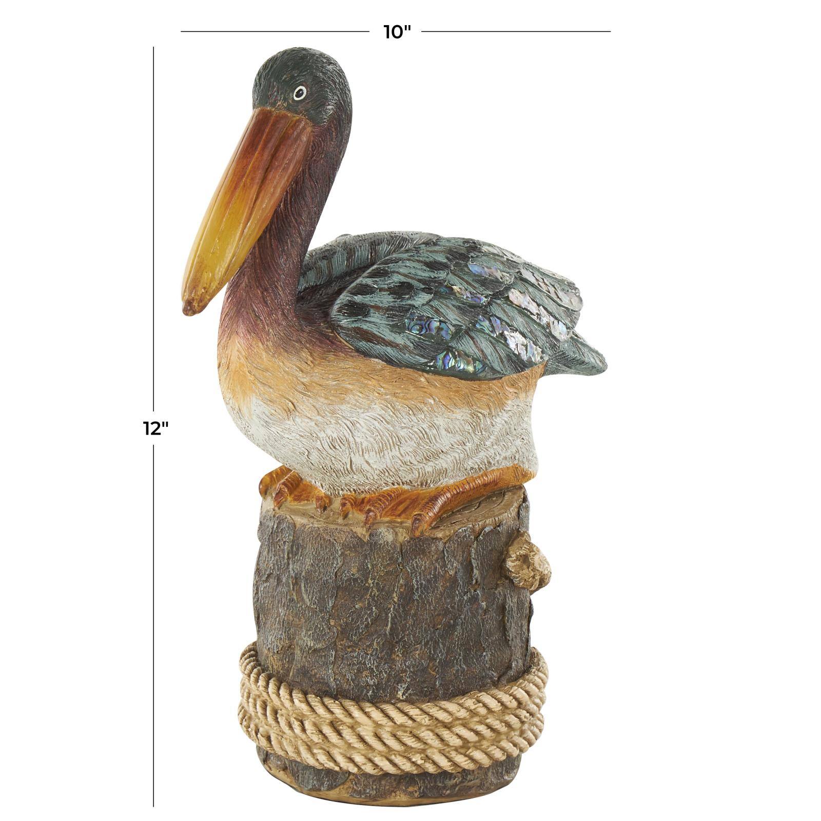 12" Teal Pelican Textured Sitting Sculpture