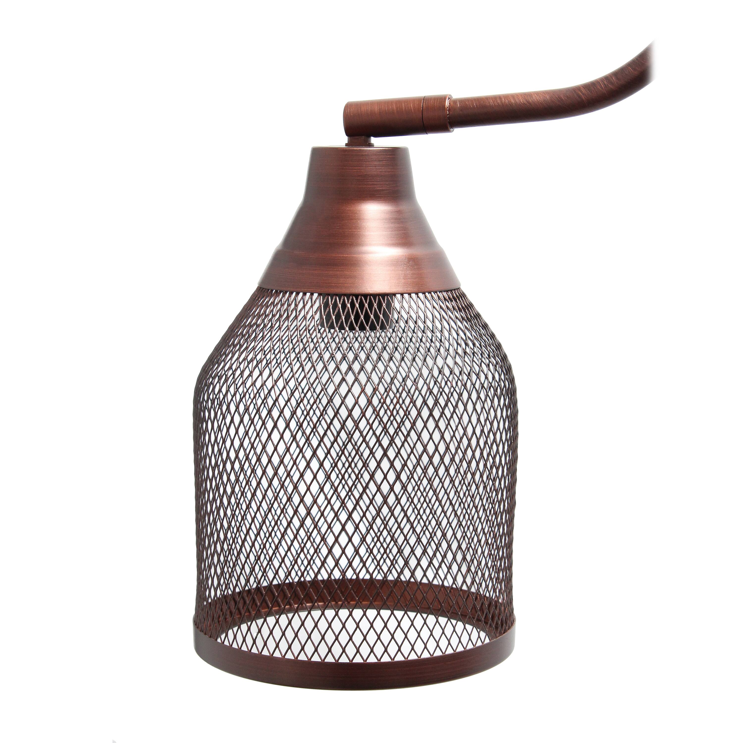 Lalia Home 5ft. Red Bronze Vintage Arched Floor Lamp with Iron Mesh Shade