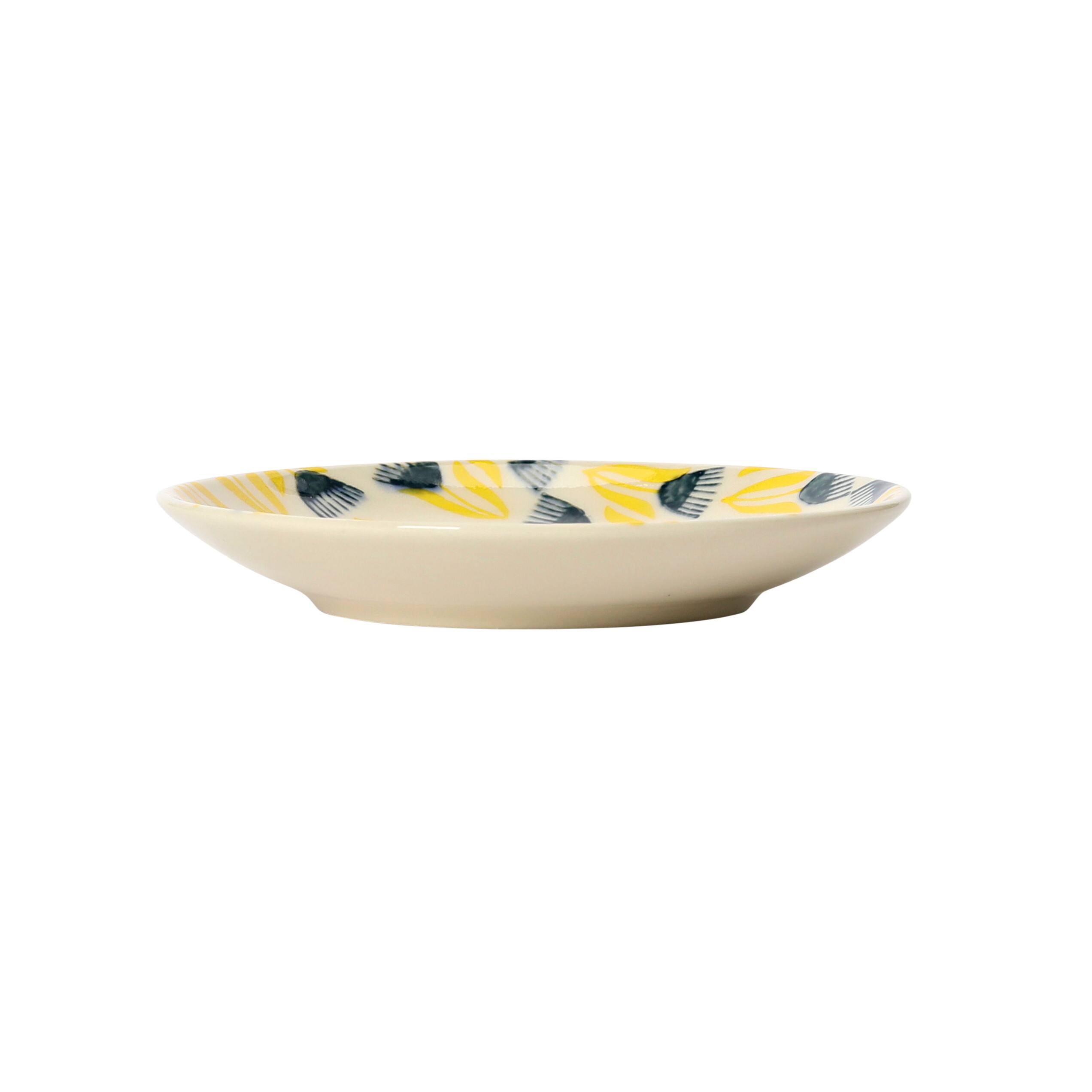 Hello Honey&#xAE; Flower Design Hand Stamped Stoneware Plate Set