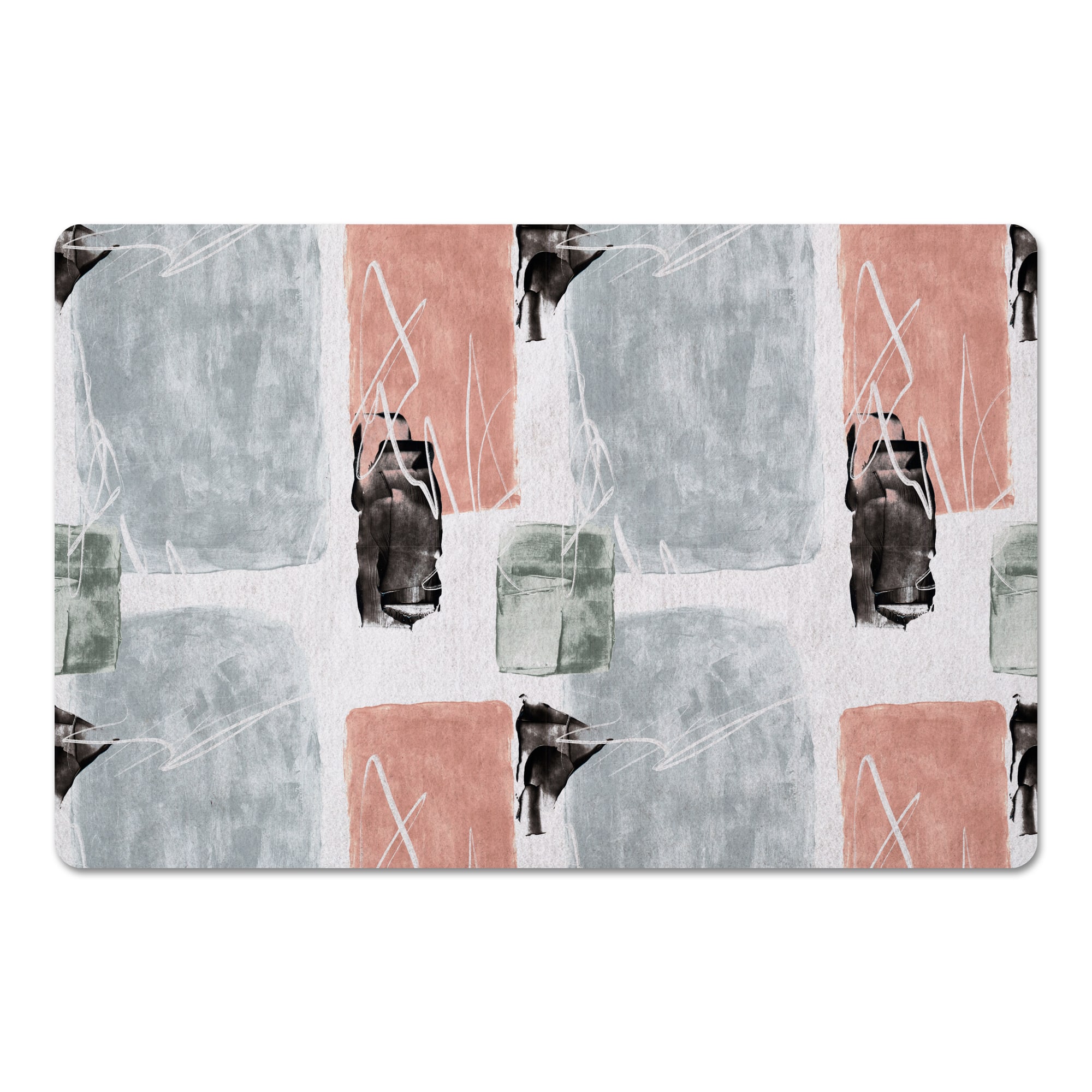 Blue and Pink Abstract 27" x 18" Floor Mat