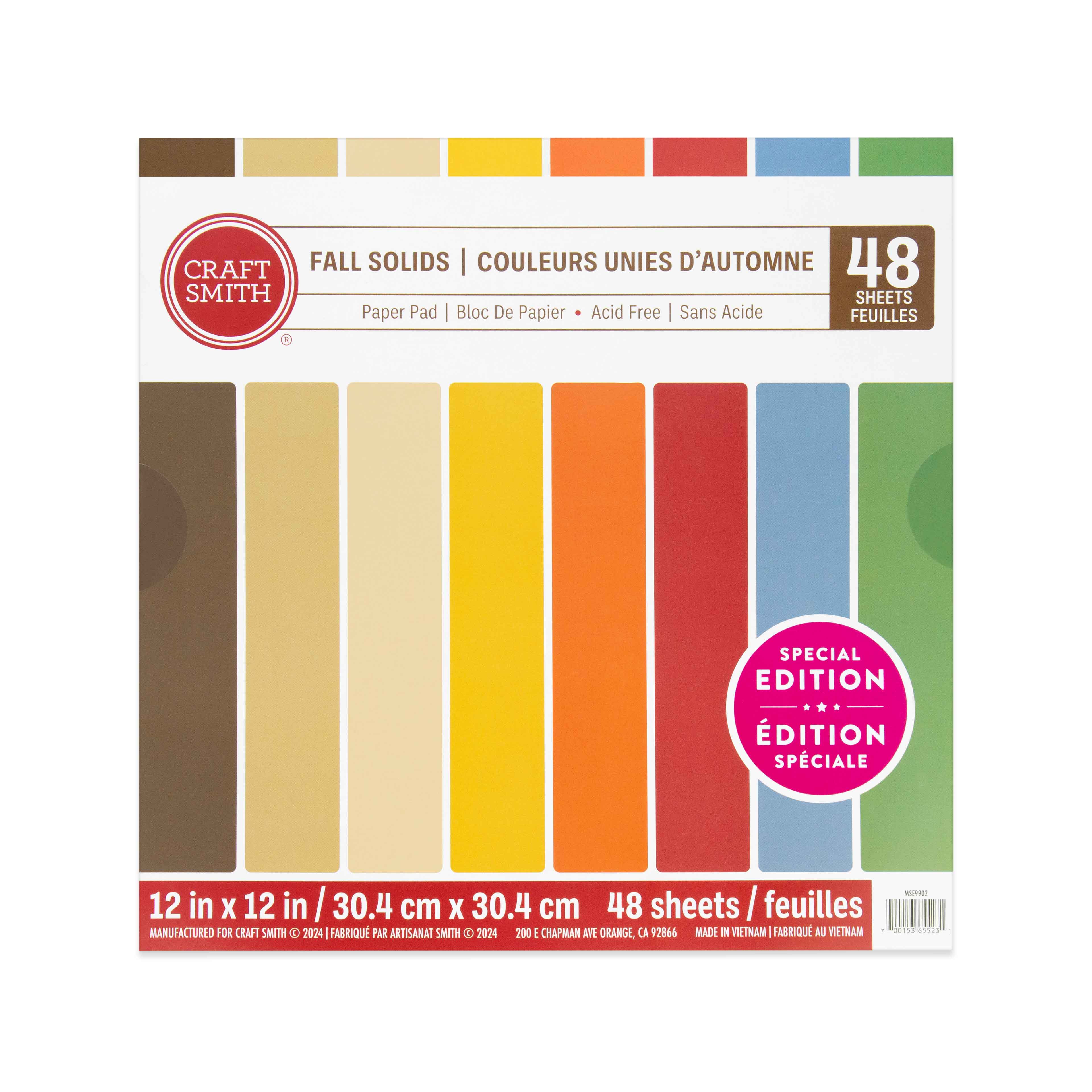 Craft Smith 12&#x22; x 12&#x22; Fall Solids Paper Pad