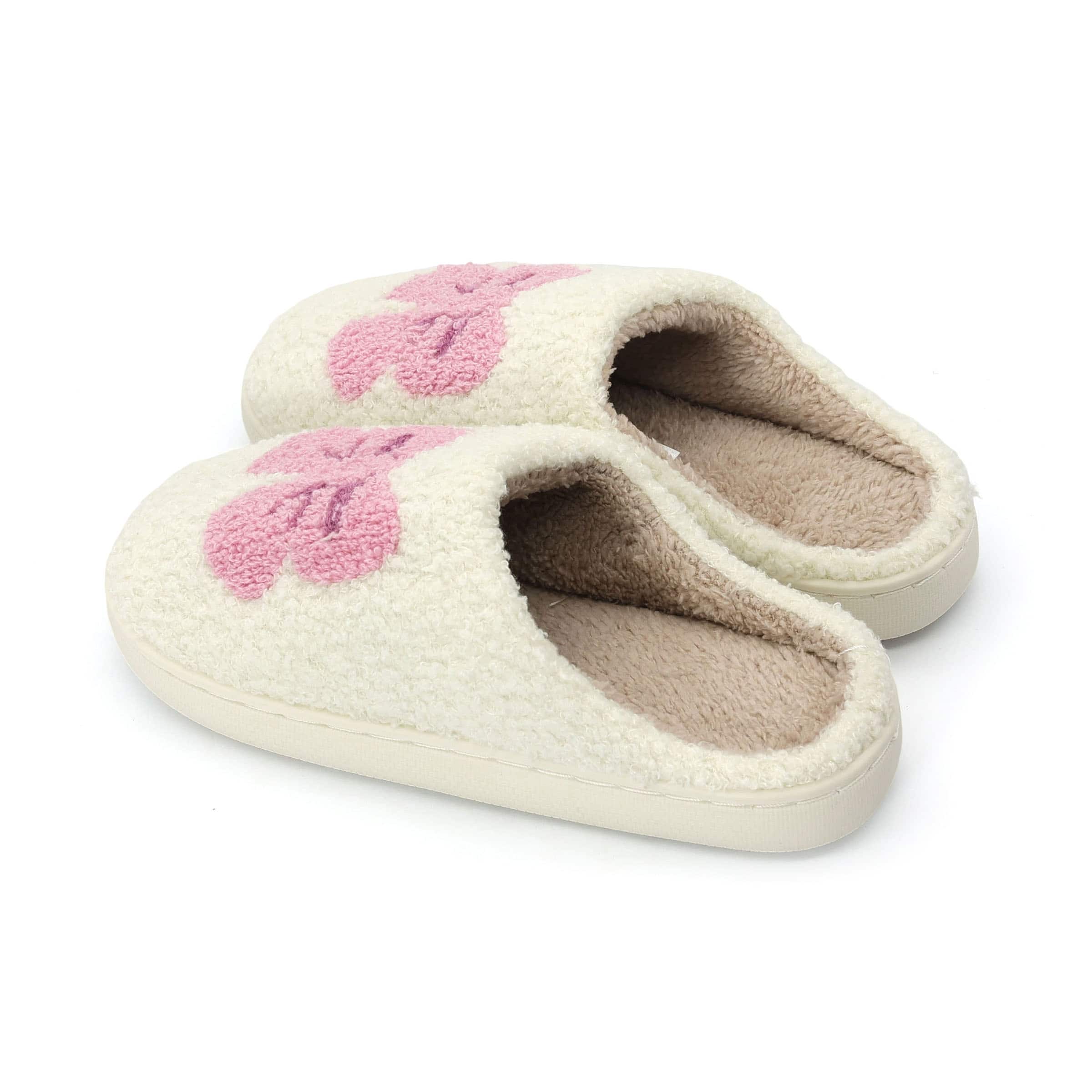White with Pink Bow Youth Slippers by Ashland®