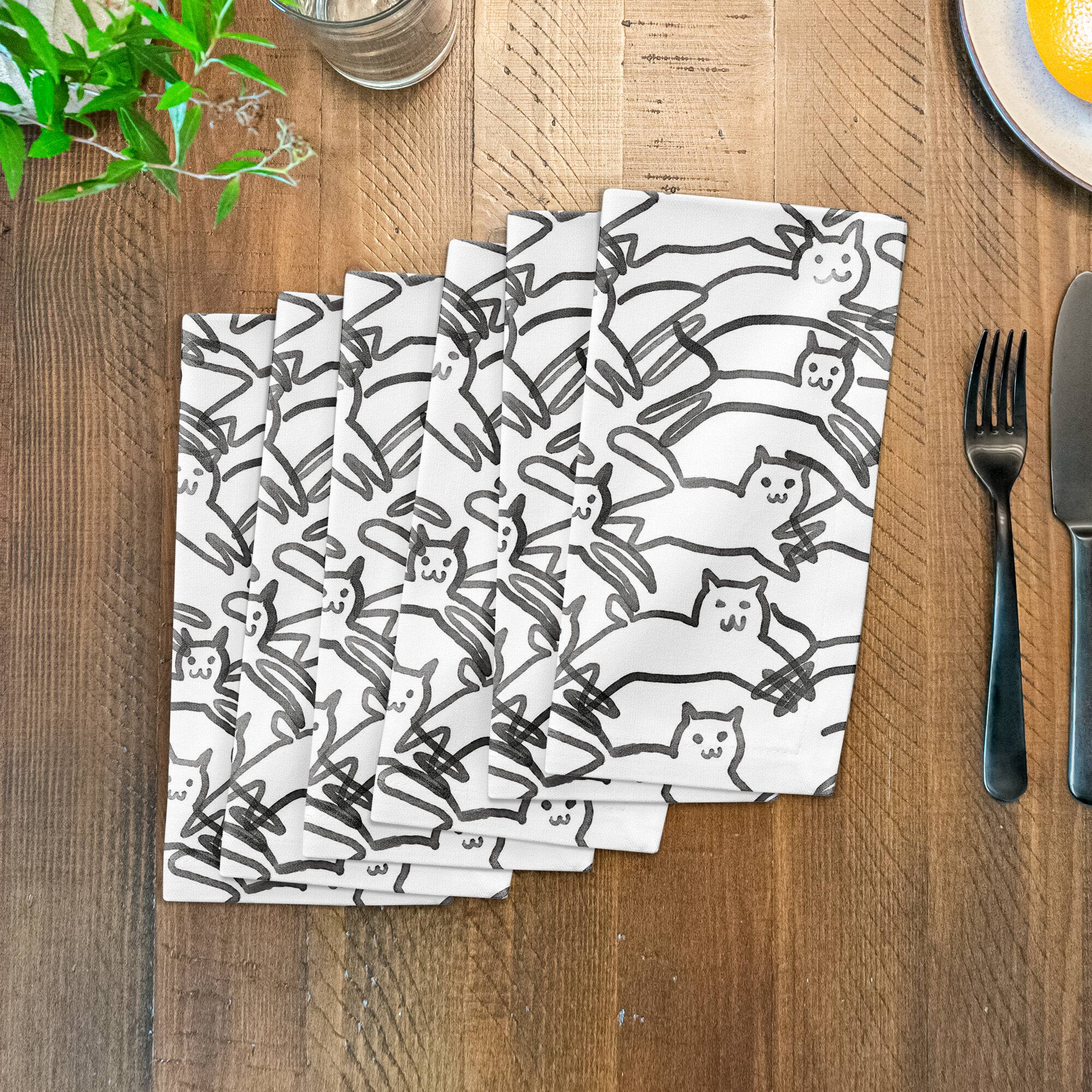 Leaping Cat Pattern II 10" x 10" Cotton Twill Napkin