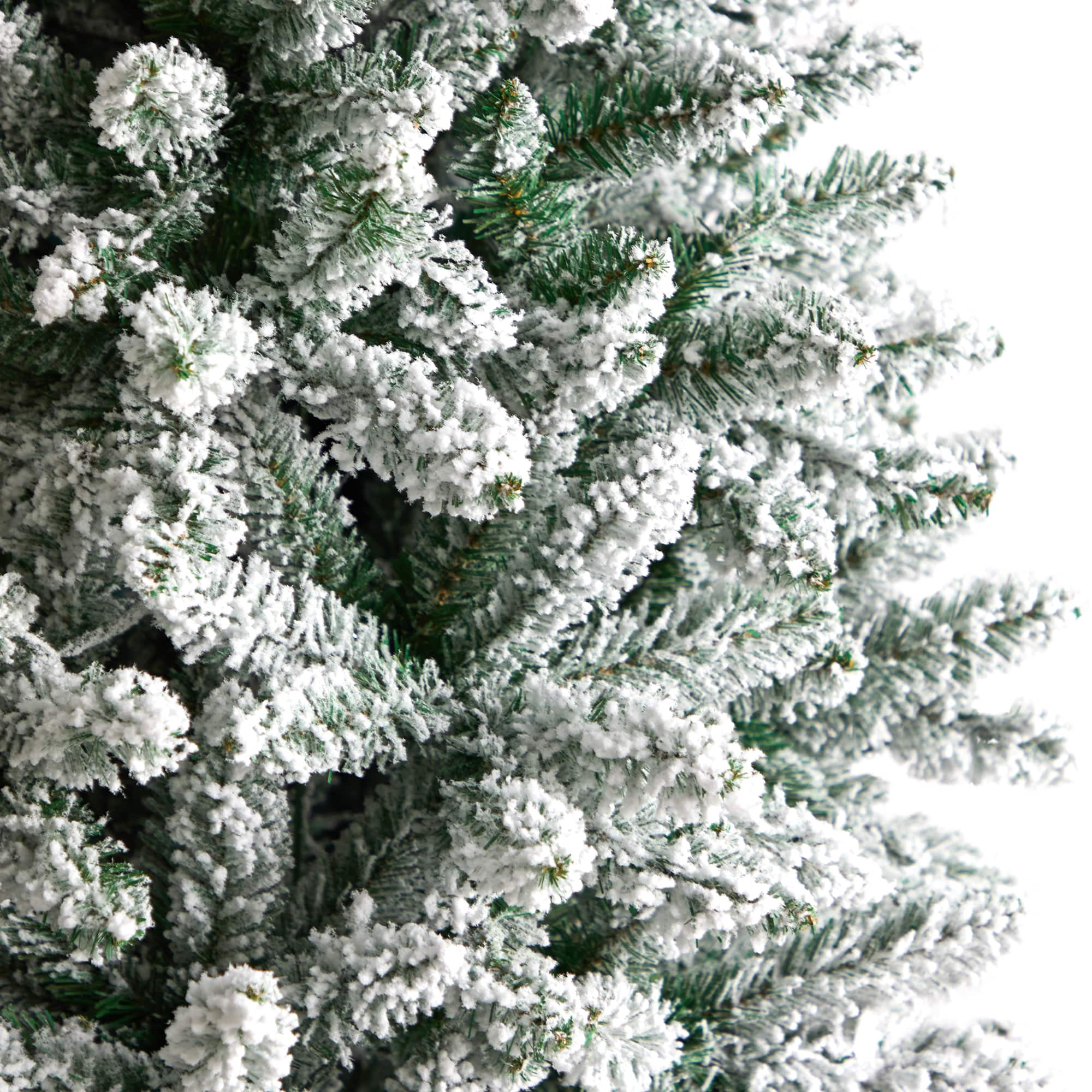 8ft. Pre-Lit Slim Flocked Montreal Fir Artificial Christmas Tree, White LED Lights