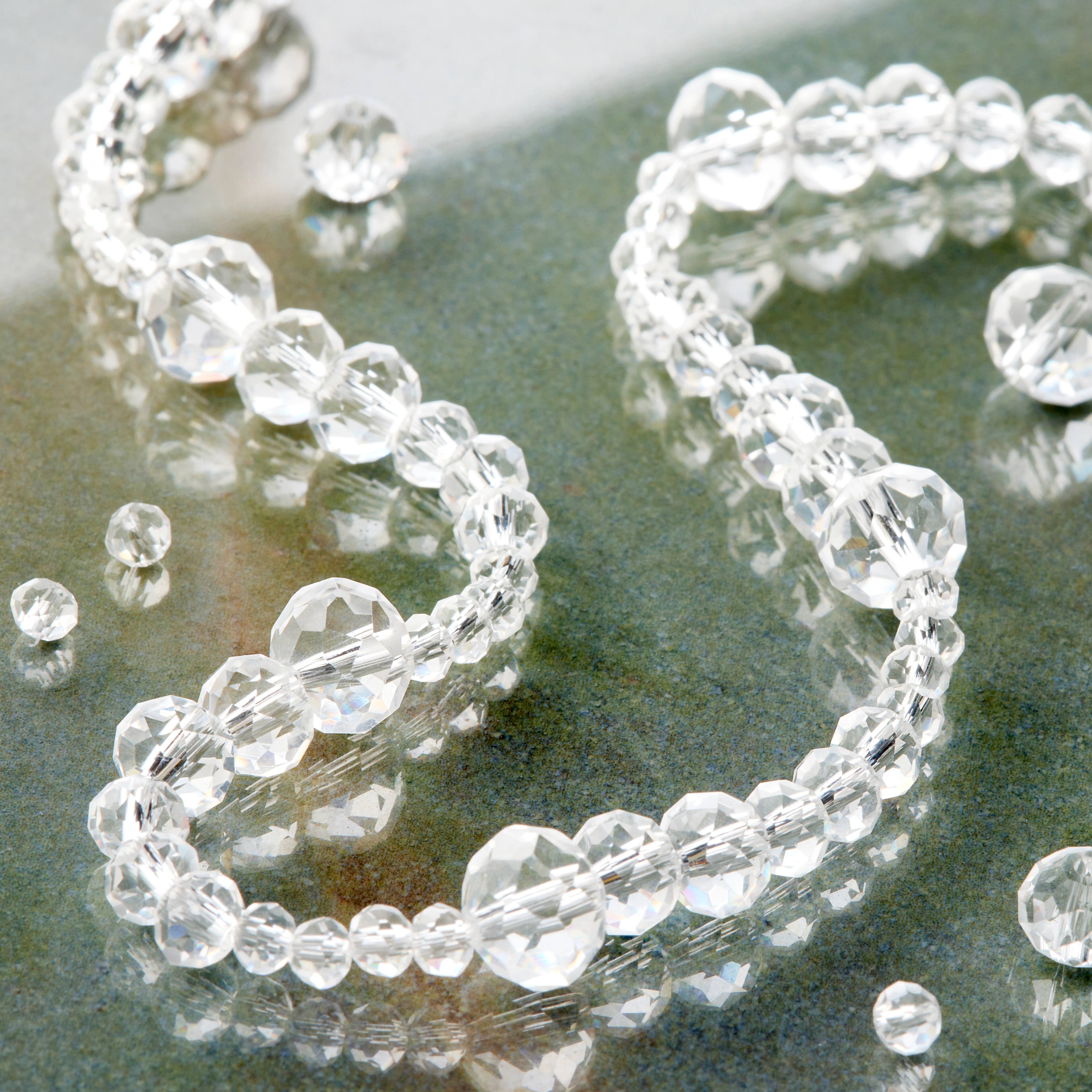 12 Pack: Clear Faceted Glass Rondelle Beads by Bead Landing™