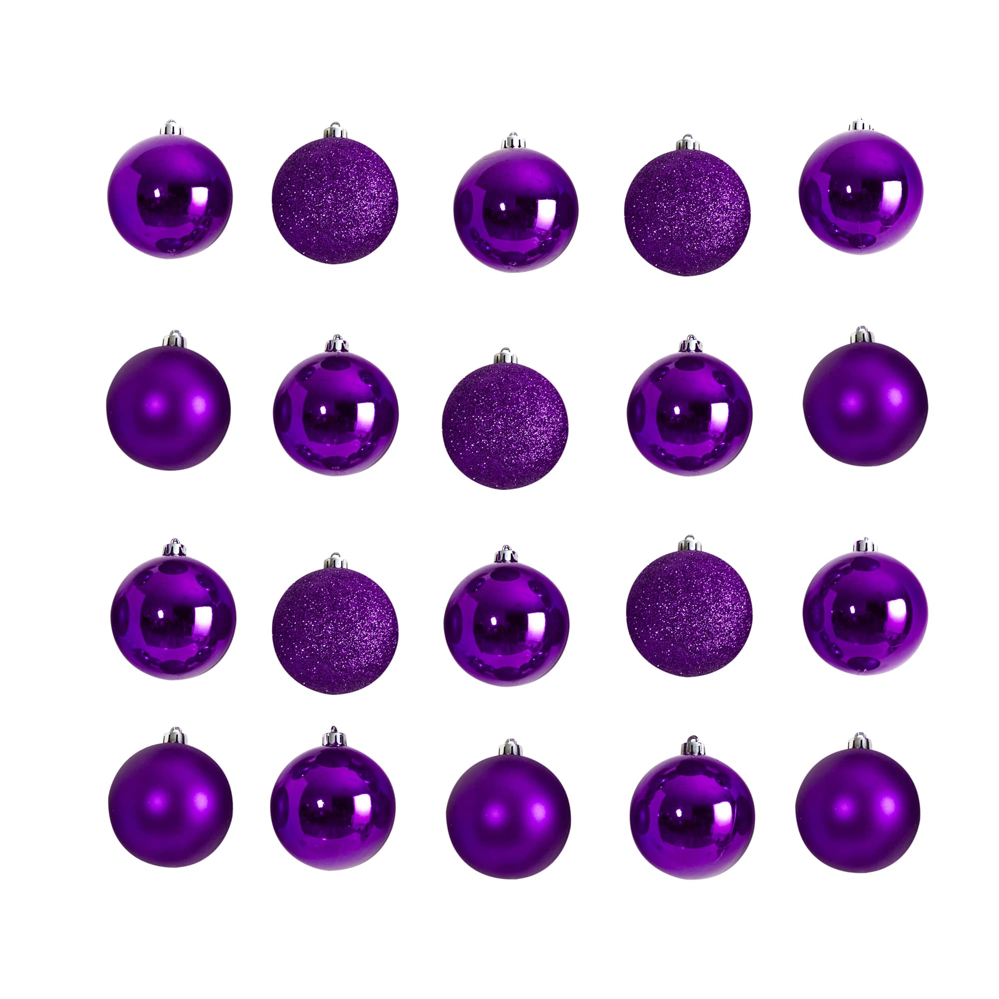 20ct. 3&#x22; Purple Shatterproof Christmas Ornaments