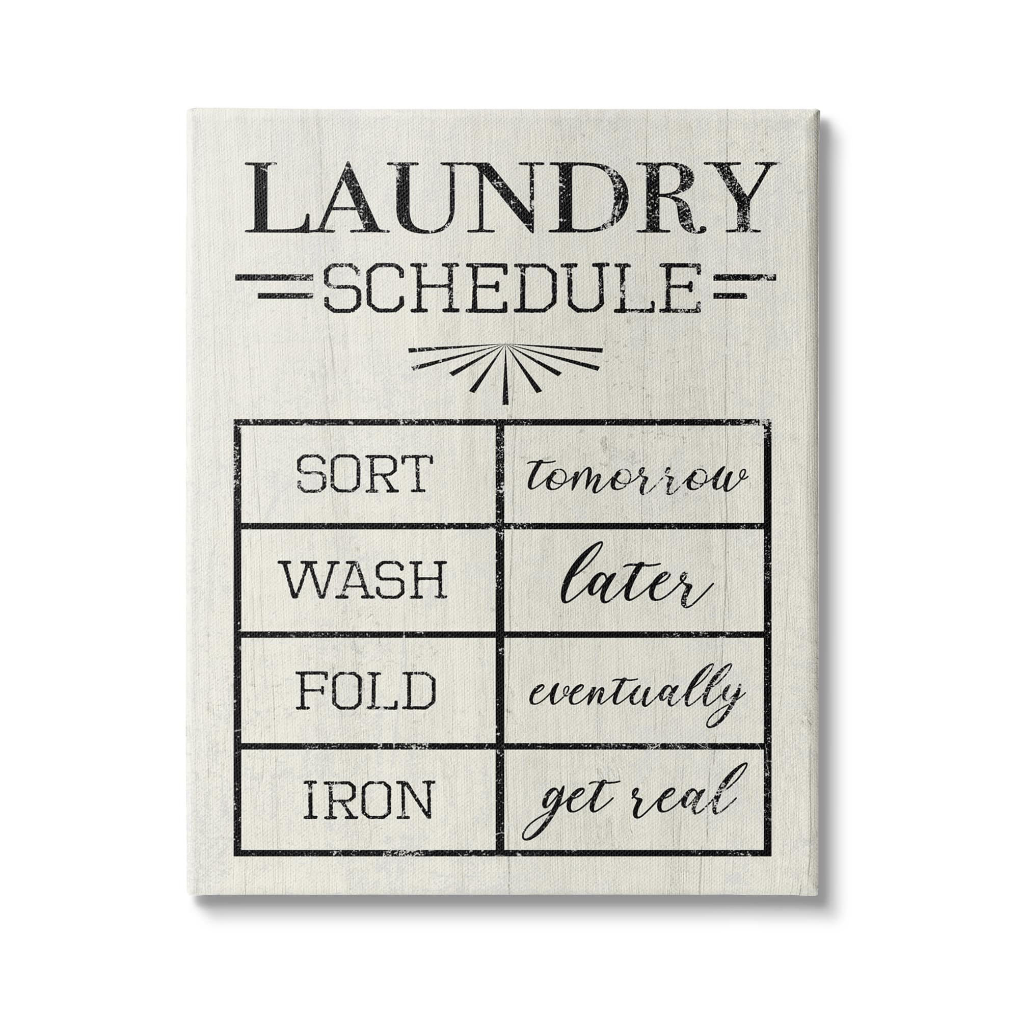 Stupell Industries Farmhouse Laundry Schedule Sort Tomorrow Wash Later Canvas Wall Art