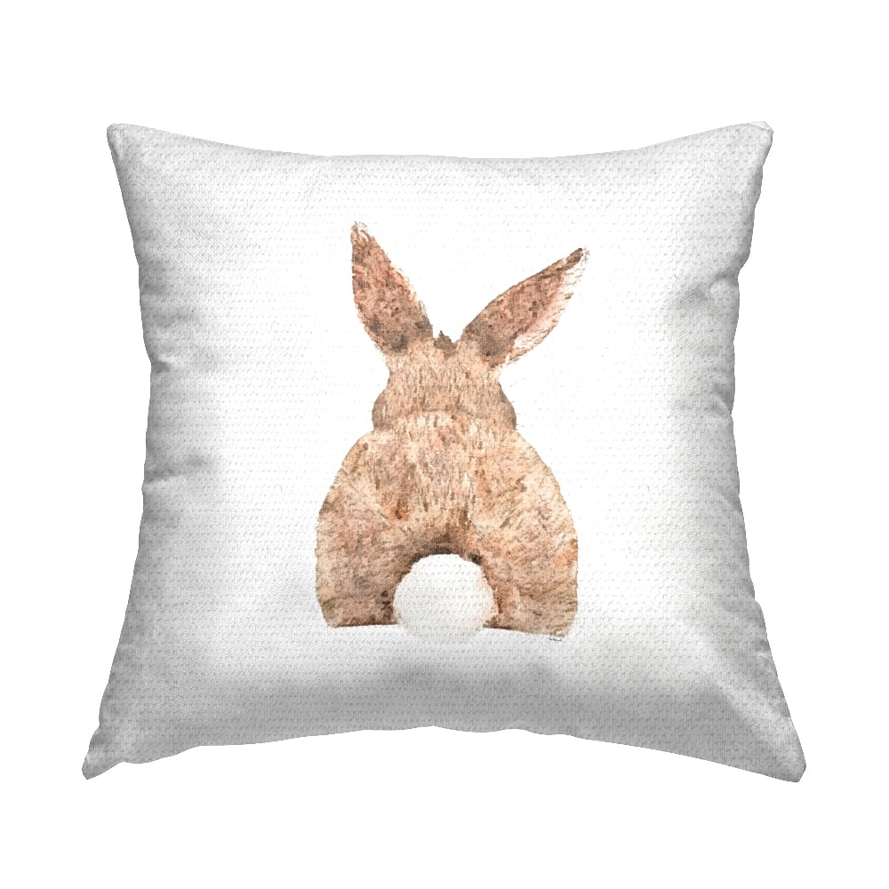 Stupell Industries Brown Rabbit Tail Cute Animal, Brown Rabbit Tail Cute Animal Outdoor Printed Pillow