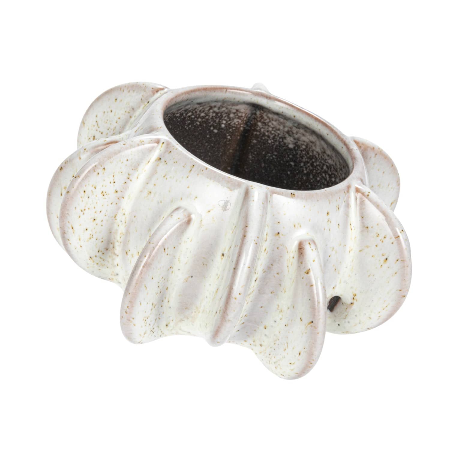 Hello Honey&#xAE; 4.25&#x22; White Reactive Glaze Speckled Stoneware Planter