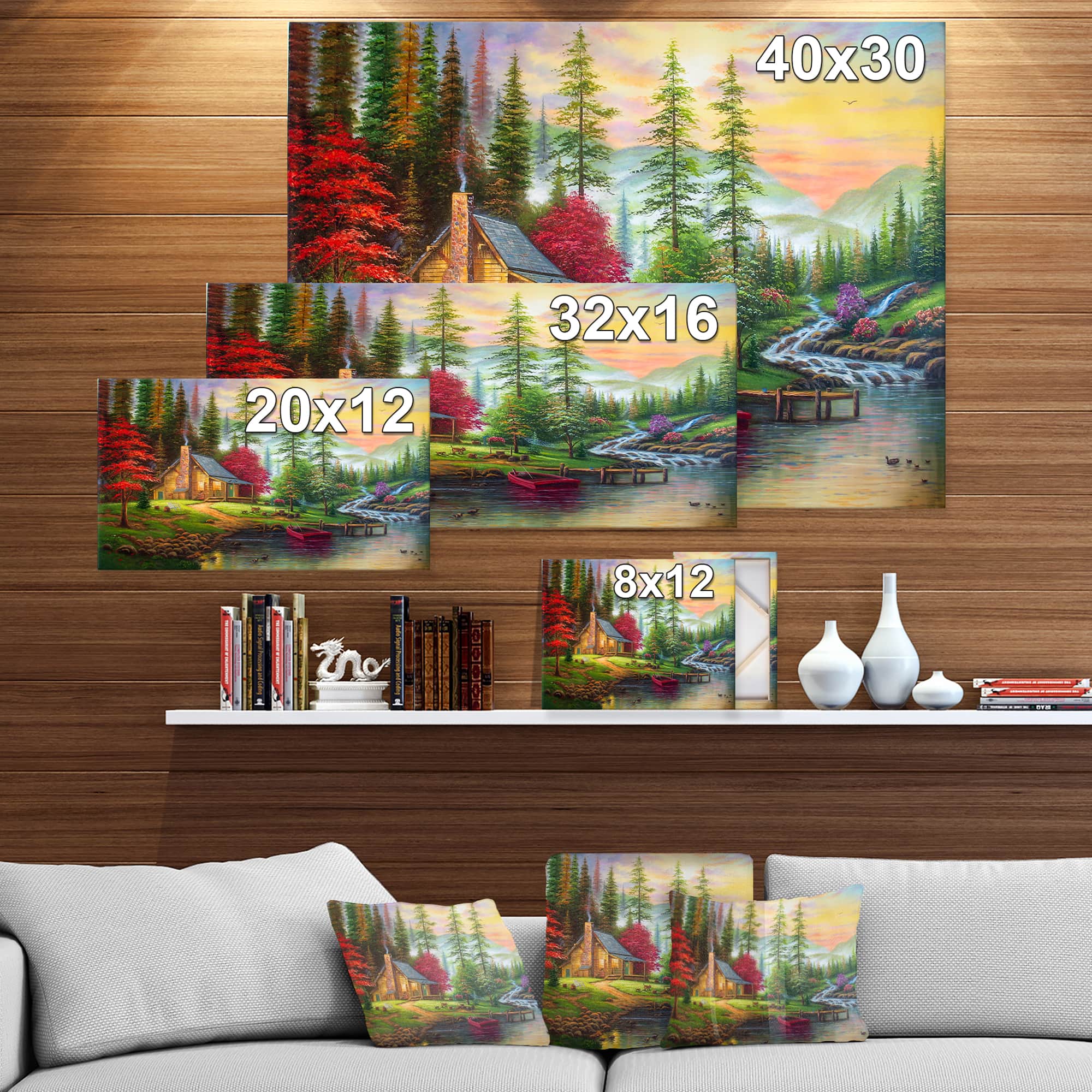 Designart - House in the forest - Landscapes Painting Print
